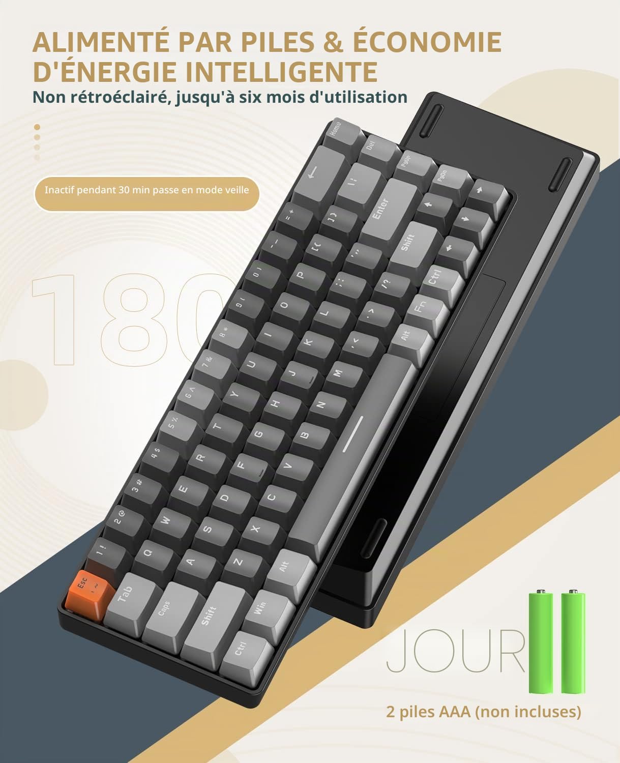 MAGIC-REFINER RK68 Clavier Gamer sans Fil, Clavier Mecanique Gaming 60%, Apex Pro Mini Double Mode Bluetooth 5.0/2.4Ghz Hot Swappable Interrupteur Rouge avec Récepteur 2 en 1 pour PC/Mac/Tablette