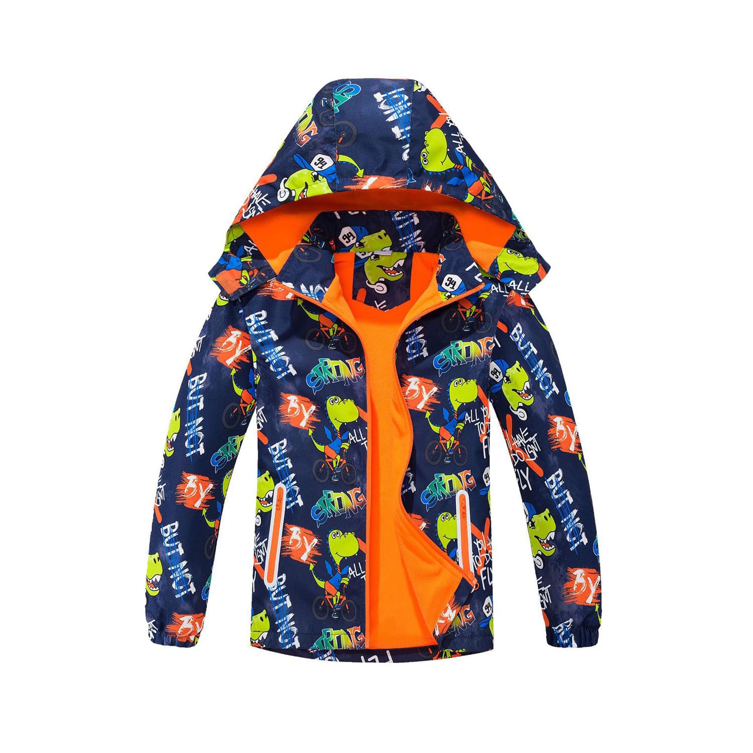Veste Softshell Garçon Polaire Imperméable Coupe-vent Enfant Hiver Camouflage Dinosaure Blouson Ski à Capuche