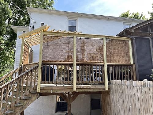 Miniatura 5 de Persianas de bambú inalámbricas para interiores y exteriores, porche, cortinas romanas de bambú con protección UV, cortinas de caña enrollables,