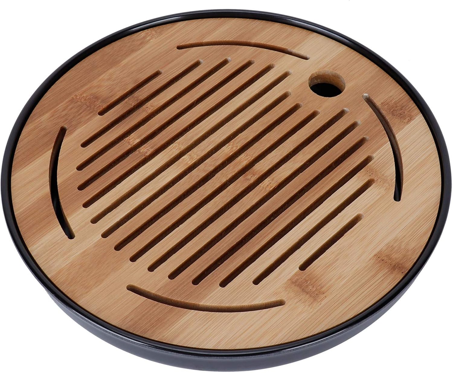 GLOGLOW Bamboo Tea Tray with Drainage and Water Storage