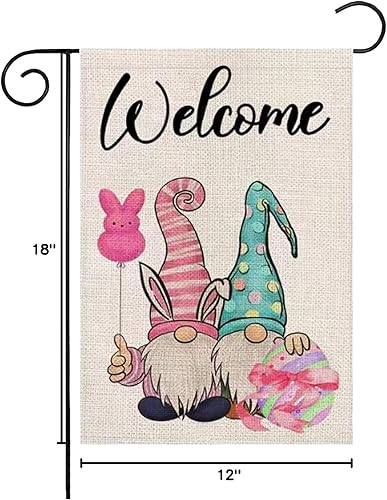 Miniatura 7 de SYSAMA Bandera de Pascua para jardín, 12 x 18 pulgadas, vertical, de doble cara, búfalo, bienvenida, conejo, zanahoria, huevo, Pascua, granja,