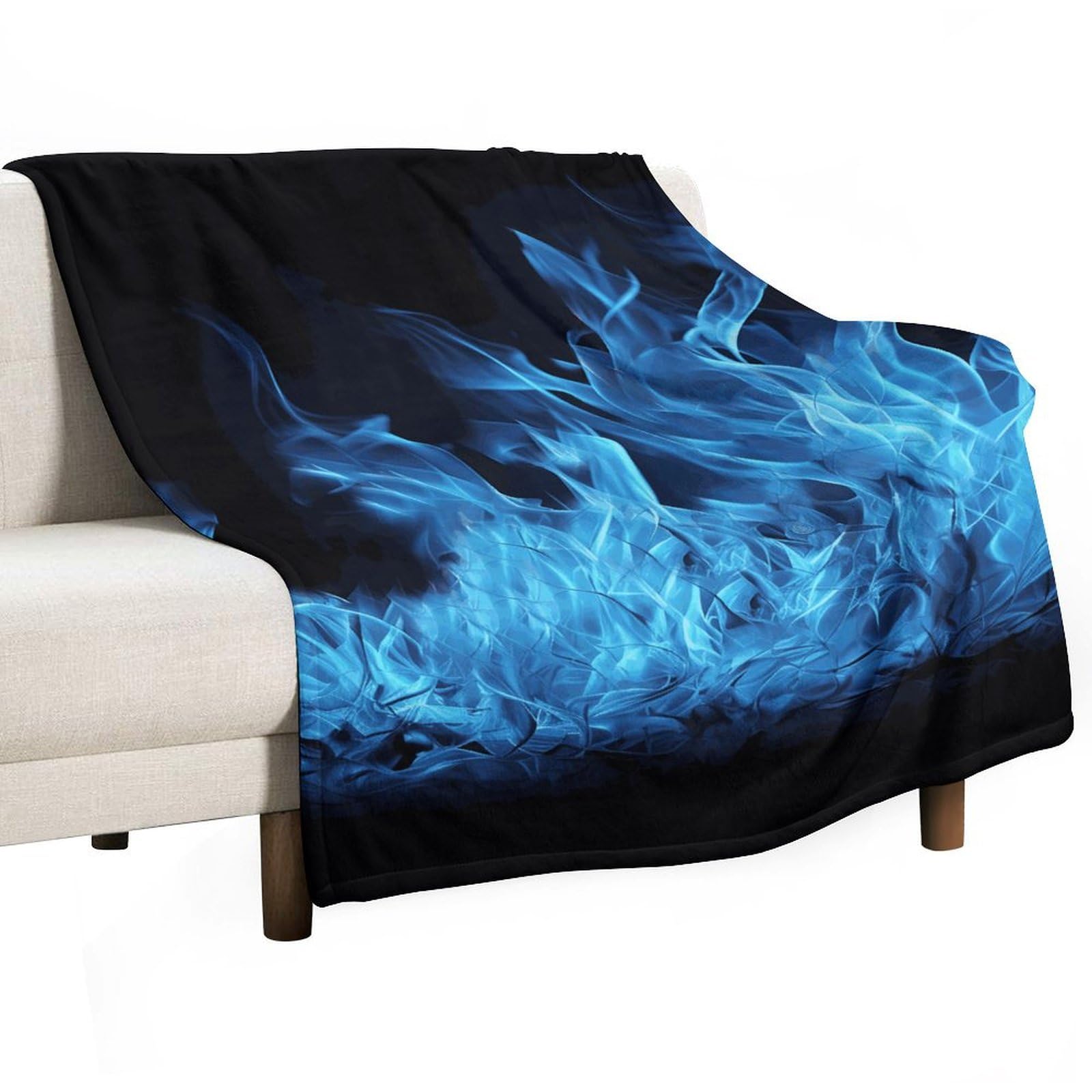 Plaid flamme bleue pour camping et pique-nique en flanelle