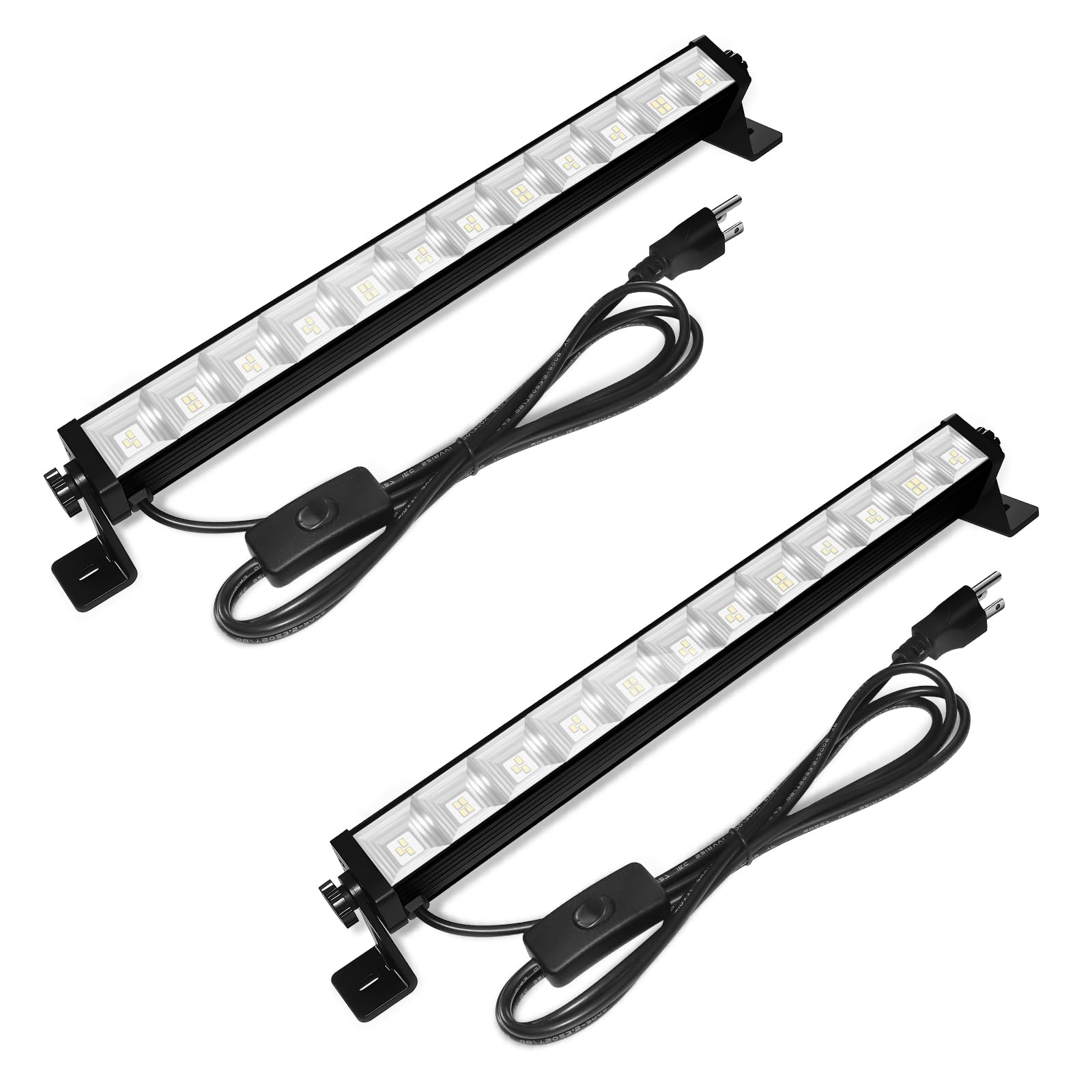 2 Pack 40W LED Shop Lights 6000K 4800LM Daylight White Garage Light with 6 5FT Power Cord Switch