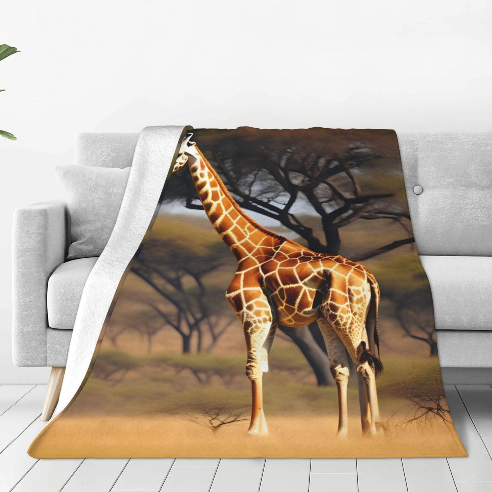 Couverture polaire girafe d'Afrique douce et chaude pour grand lit et canapé de salon