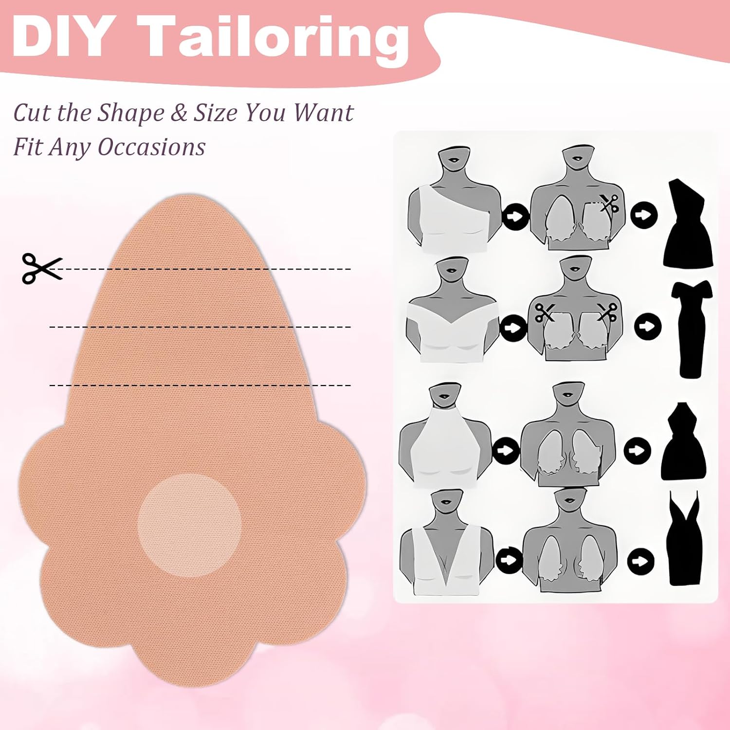 Boob Tape & BoobTape for Breast Lift – 5 Pairs Breast Tape, 5 Pairs Nipple Covers & 2 Silicone Nipple Covers - Image 3