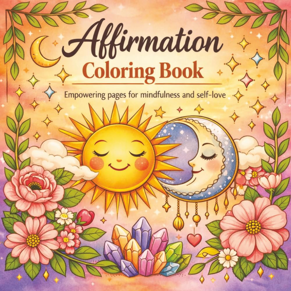 Affirmation coloring book, empowering pages for mindfulness and self-love