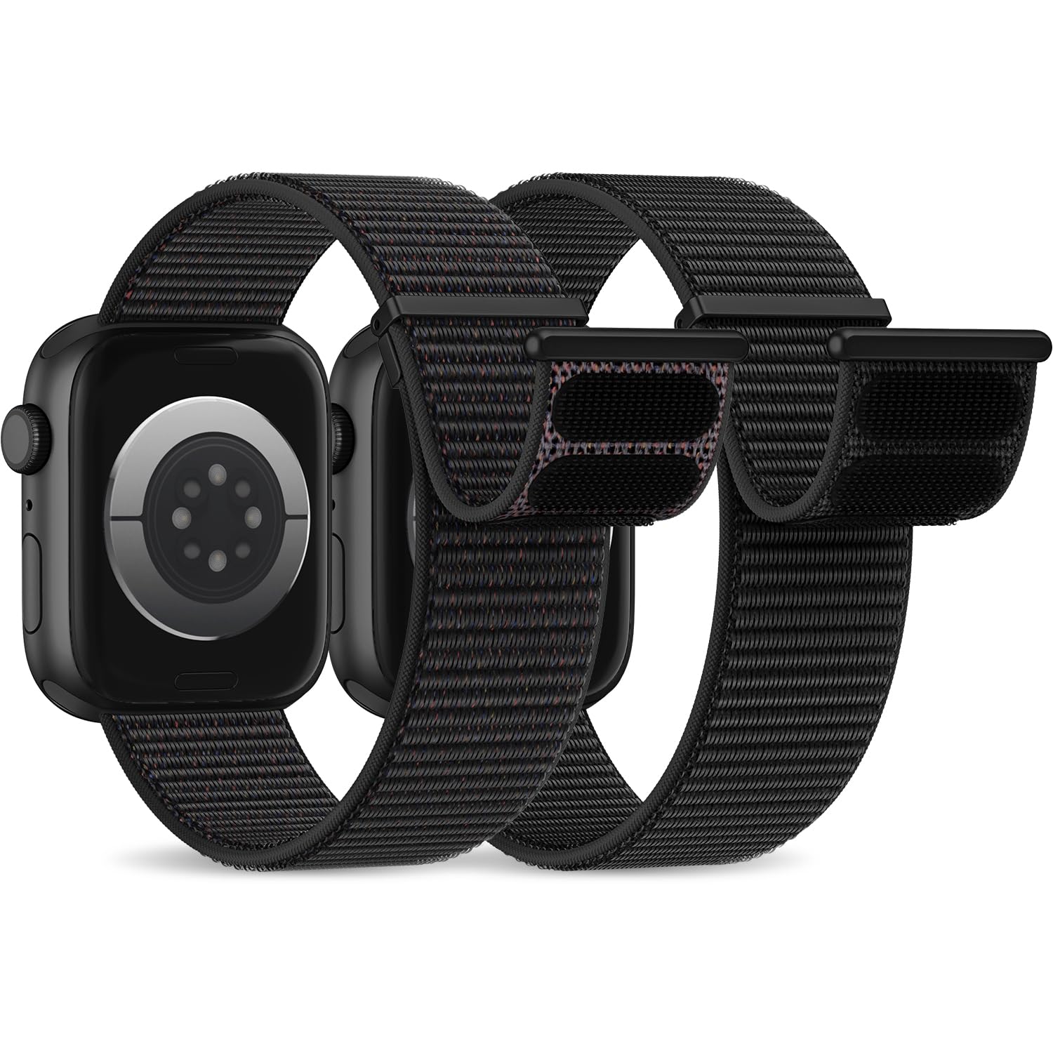 2 Stück Nylon Armband Kompatibel mit Apple Watch Armband 40mm 41mm 42mm 38mm 46mm 45mm 44mm 49mm Gewebtes Klettverschluss Sport Loop Armbänder für iWatch SE Ultra Series 10 9 8 7 6 5 4 3 2 1