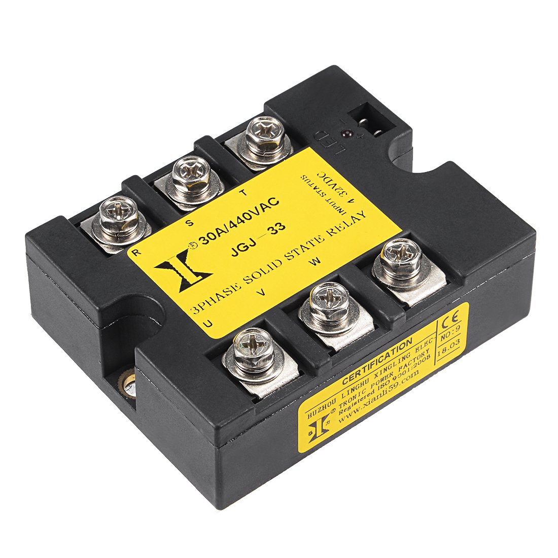 Ruilogod JGJ33 DC 4-32V à AC 440V 30A Module de relais d'état solide à trois phases DC à AC