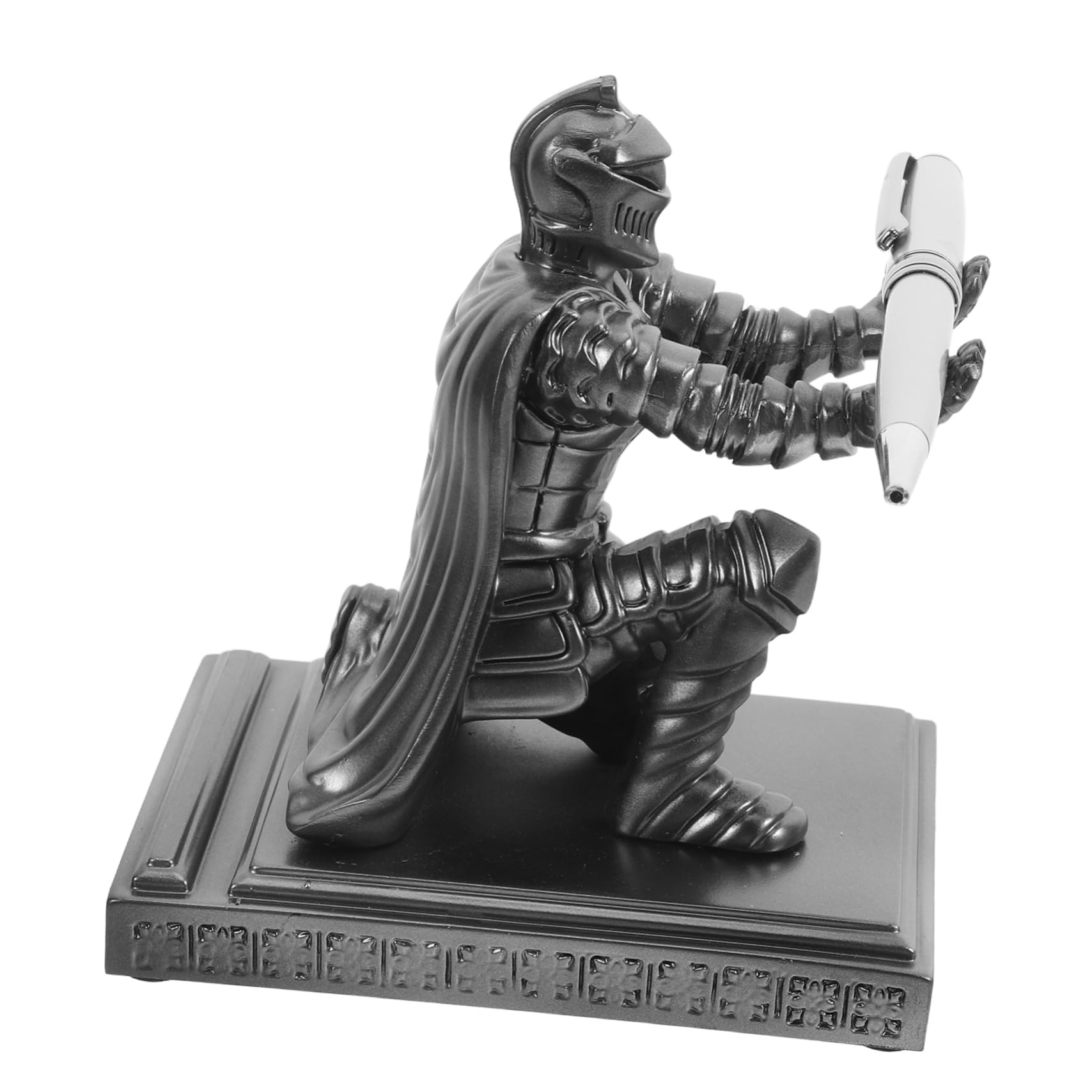 DOITOOL Portapenne Statua Cavaliere in Resina Portapenne Singolo Per Supporto Multifunzionale Per Ufficio e Casa Decorazione Scrivania