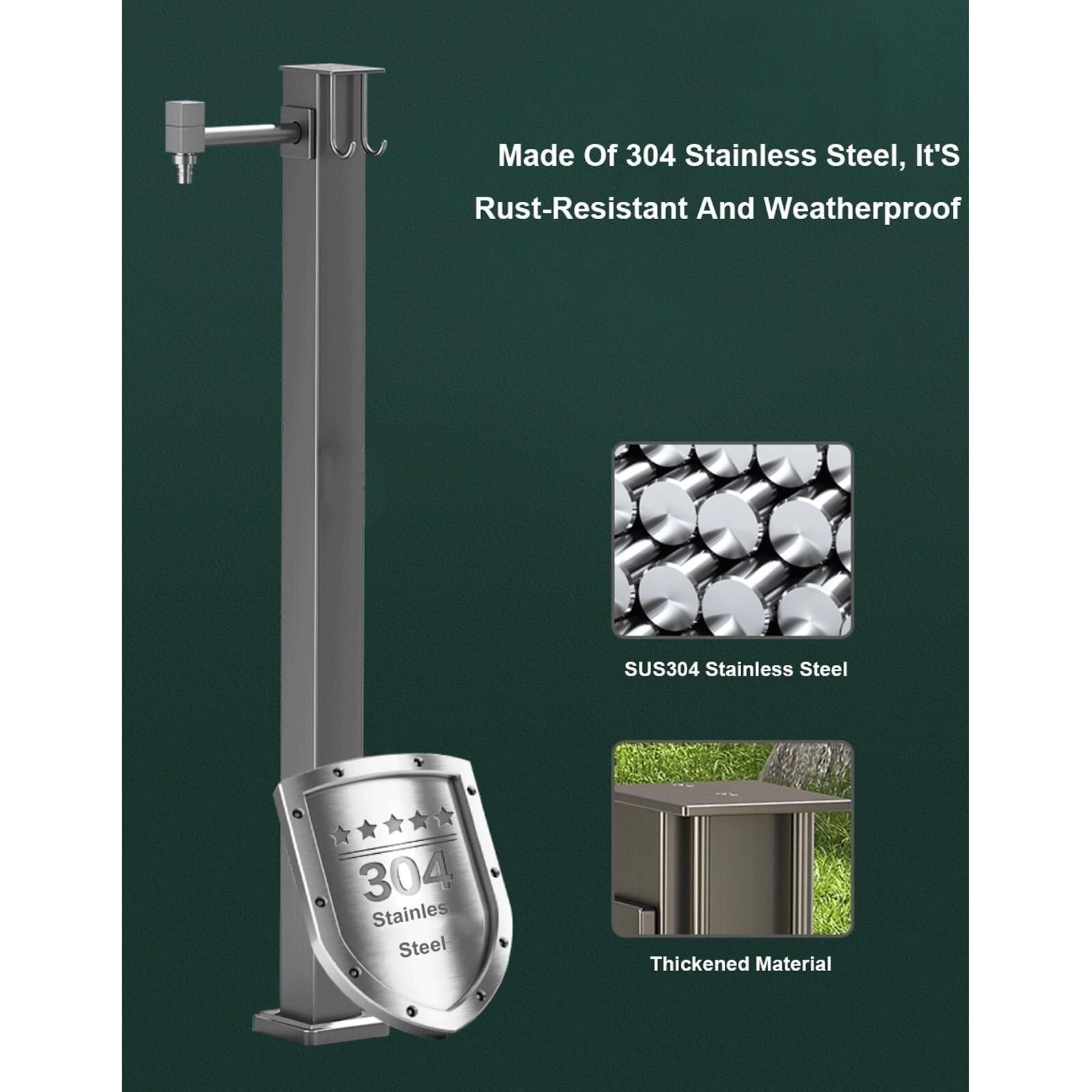 Zewnętrzna kolumna wody z kranem, konstrukcja zapobiegająca zamarzaniu ze stali nierdzewnej do dekoracyjnej fontanny ogrodowej i pionowego stojaka na wąż