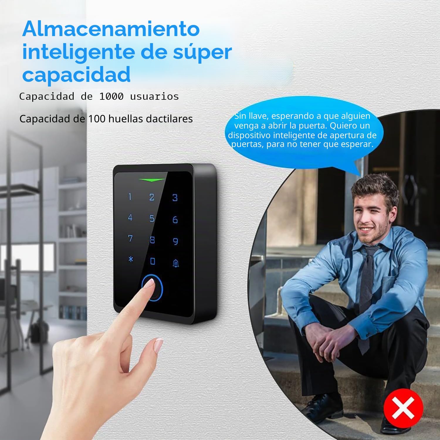 Kit de Sistema de Control de Acceso WiFi, Biométrico de Huellas Dactilares Sistema de Contraseña Táctil, Impermeable IP68, Desbloqueo Remoto Inteligente con 5 Llaveros RFID