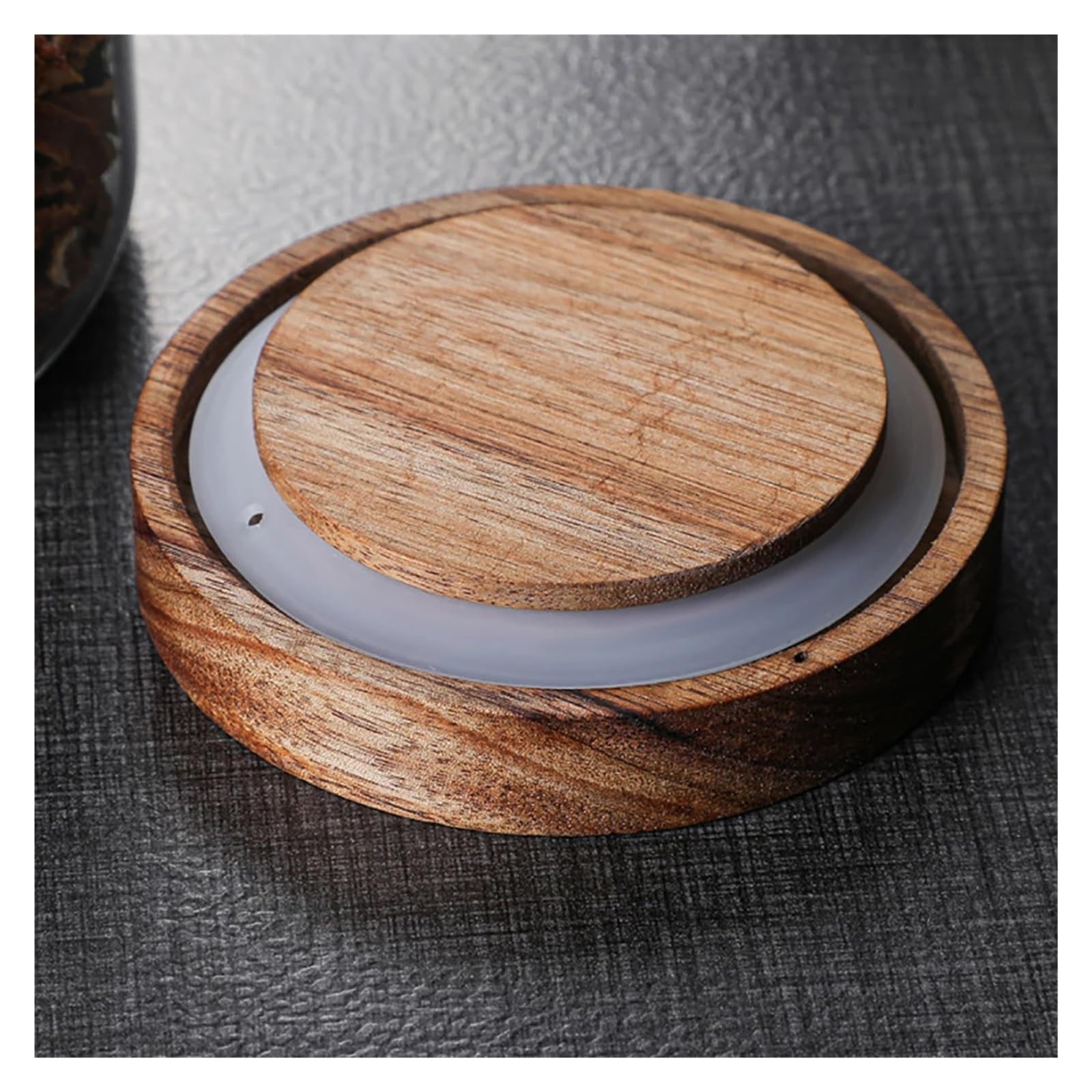 Versiegeltes Vorratsglas aus Glas, 1.2/2/2.8L, Holzdeckel | Borosilikatglas mit Deckel und Silikonring für Kaffeebohnen, Reis, Mehl, Zucker und Tierfutter(2.8L)