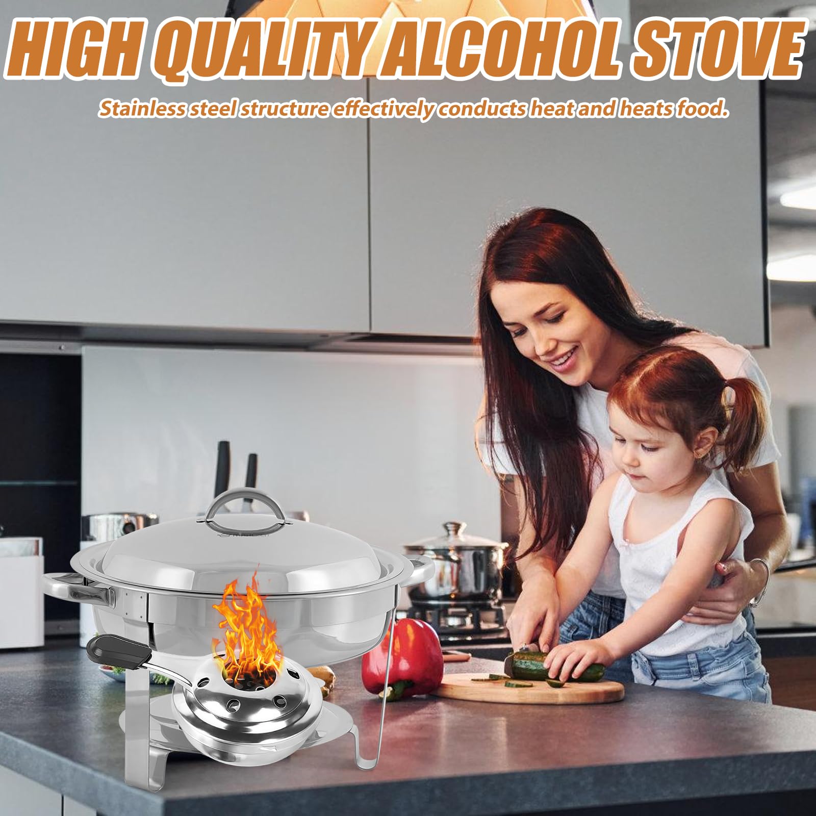 Lot de 6 brûleurs à fondue : récipient à pâte combustible en acier inoxydable, brûleur à pâte portable, mini brûleur à alcool en acier inoxydable, pâte combustible pour récipient de maintien au