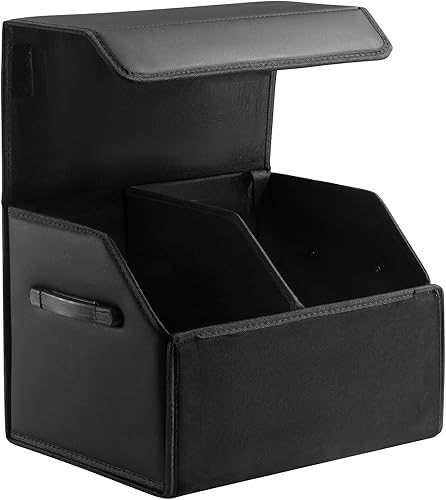 Organizadores de coche para maletero para SUV, sedán, caja de almacenamiento de cuero, tapa magnética, plegable y ajustable, 16.5 pulgadas