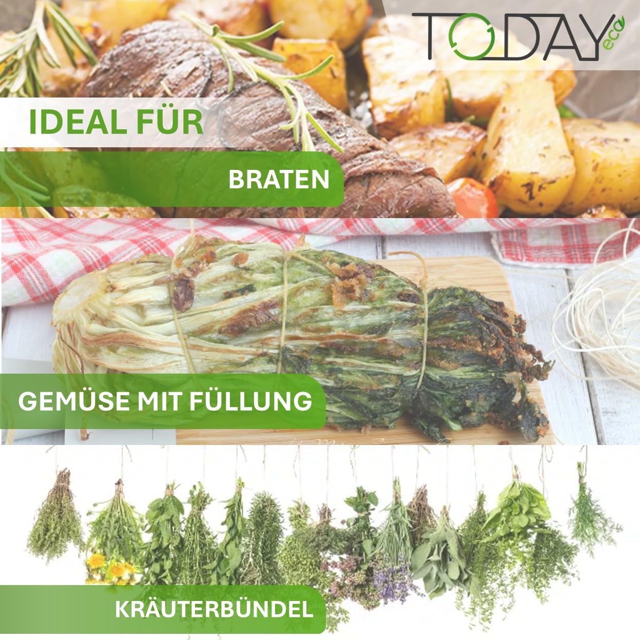 Today Eco Küchenschnur Leinen - 60 Meter Lebensmittelschnur - Made In Italy