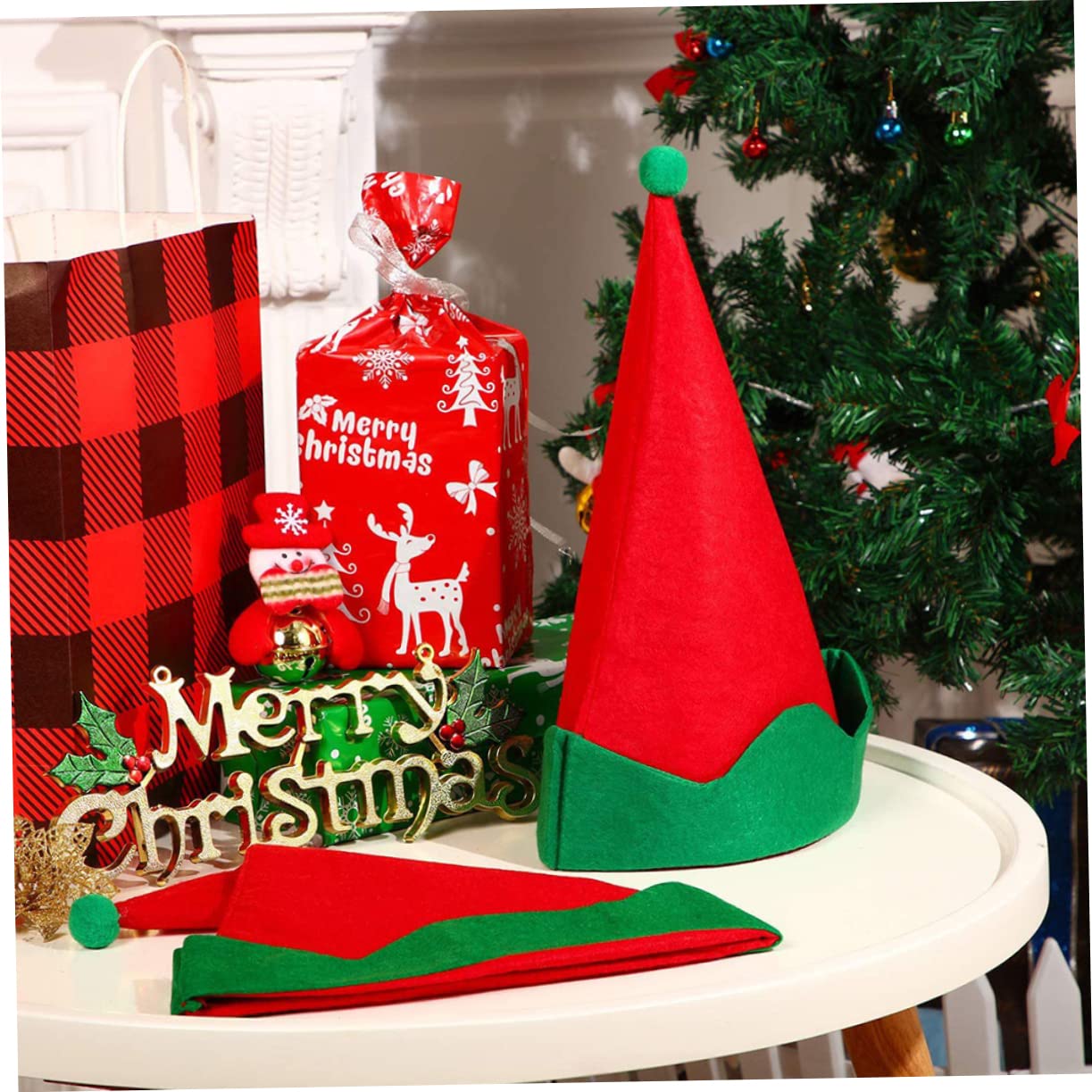 PRETYZOOM 12 Pz Cappello a Punta Elfico Cappello Cosplay Elfo Bomboniere in Costume Da Festa Rosso Da Elfo Di Babbo Natale Cappelli Rossi Da Di Babbo Natale Raso