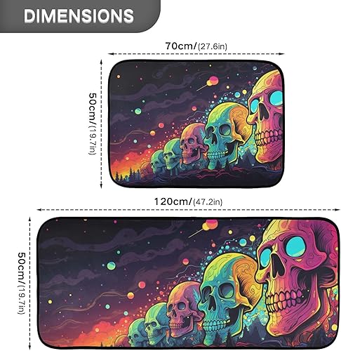 Miniatura 3 de Kitchen Mats for Floor 2 Piece Set Giant Fantasy Skulls Print, Anti Skid Cushioned Water Absorbent Kitchen Rugs Door Mat Floor Mats for Kitchen Sink