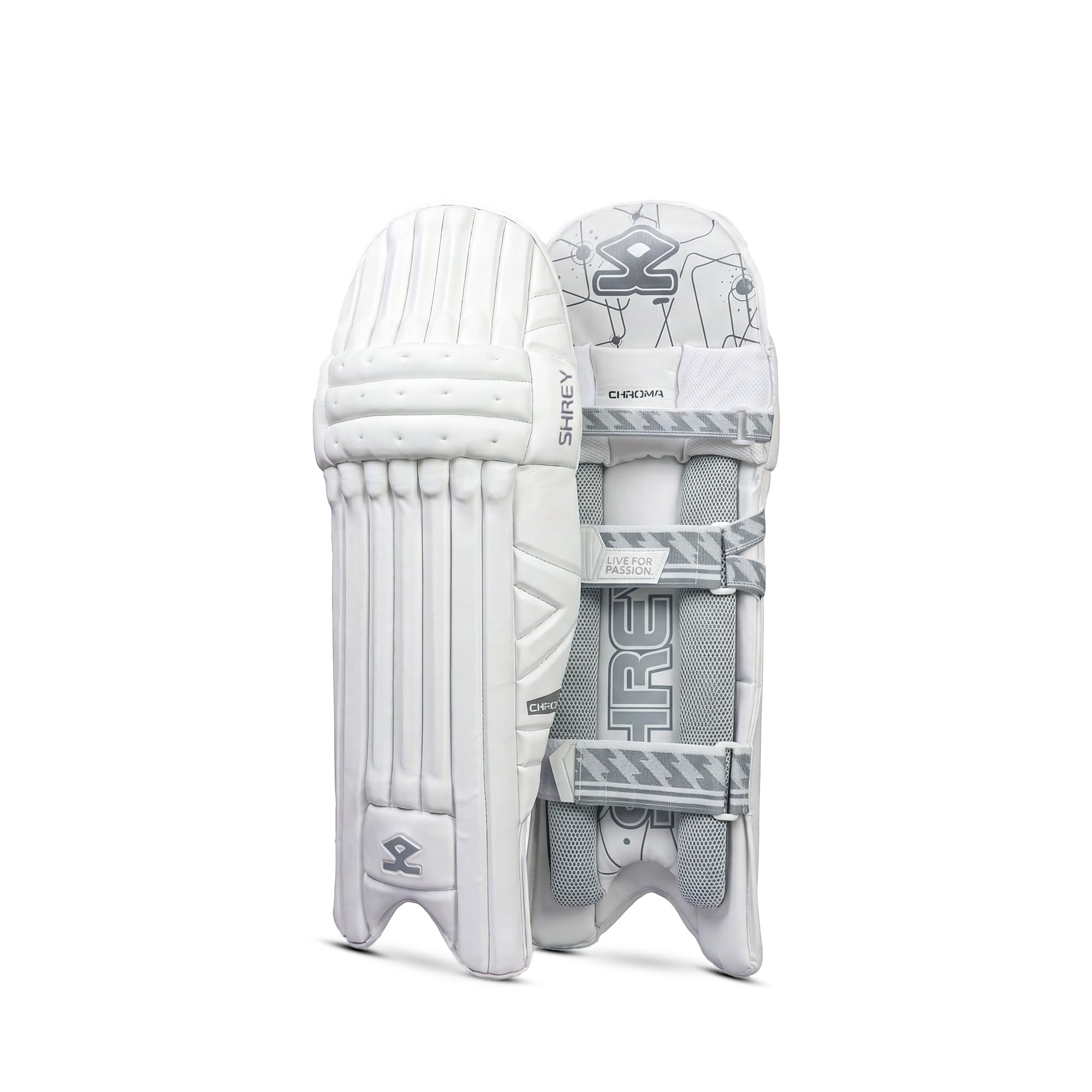 Shrey Chroma Batting Leg Guard (White/Royal Blue, Mens, Right)-picture-11