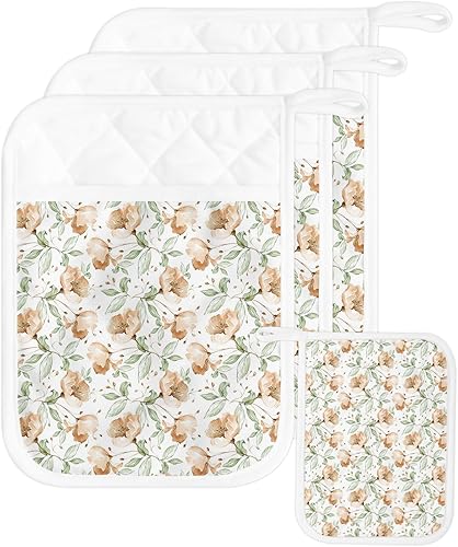 Juego de 3 agarraderas de tela de toalla con bolsillo para cocina, antideslizantes y aislantes de calor, con bolsillo, guantes gruesos para horno,