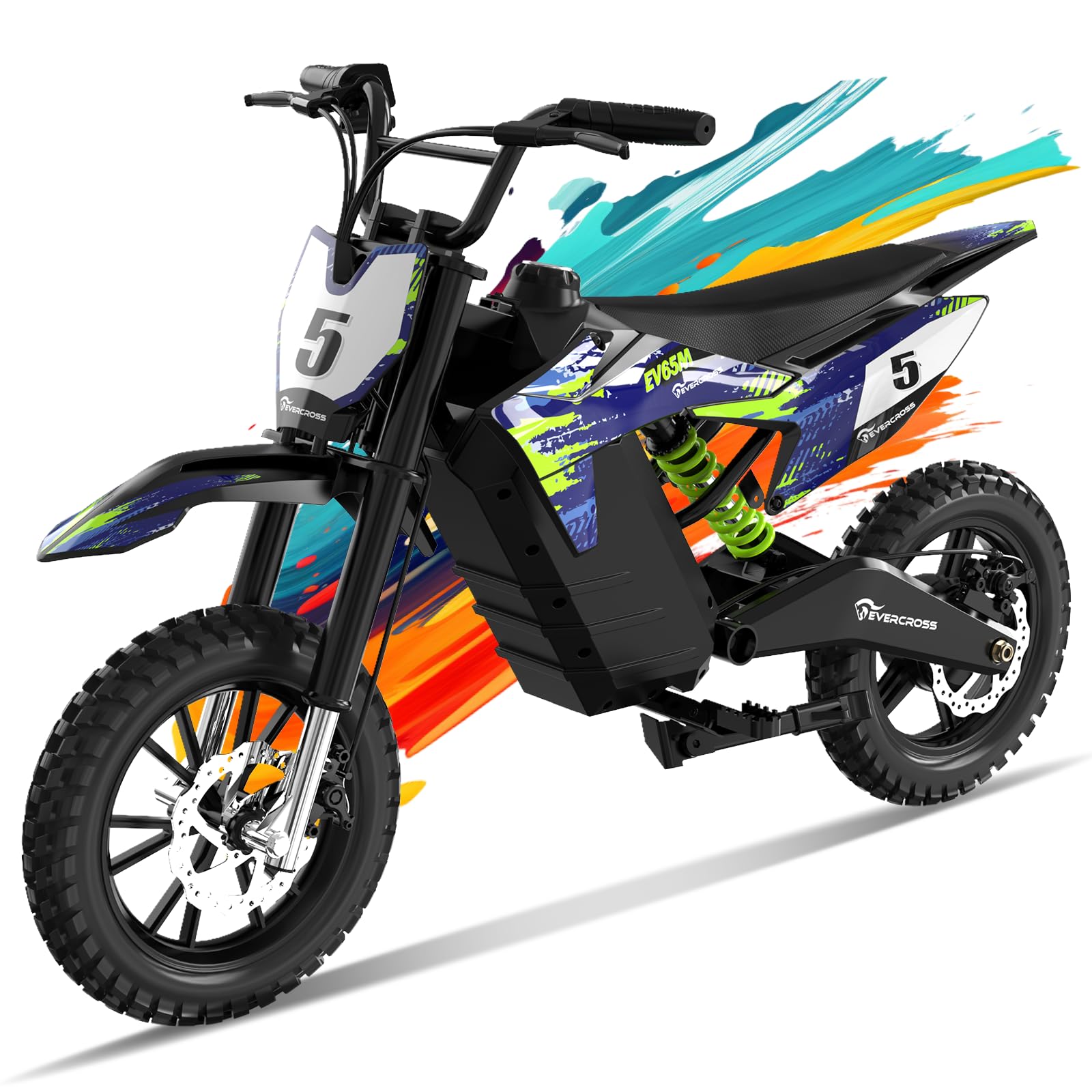 EVERCROSS Motocicleta Eléctrica per Niños EV65M, Moto Cross Eléctrica con Motor de 500W, 3 Modo de Velocidad 10/20/30 KM/H, Neumático de 14'', Doble Amortiguación Motocicletas, 48V 7.8AH Moto