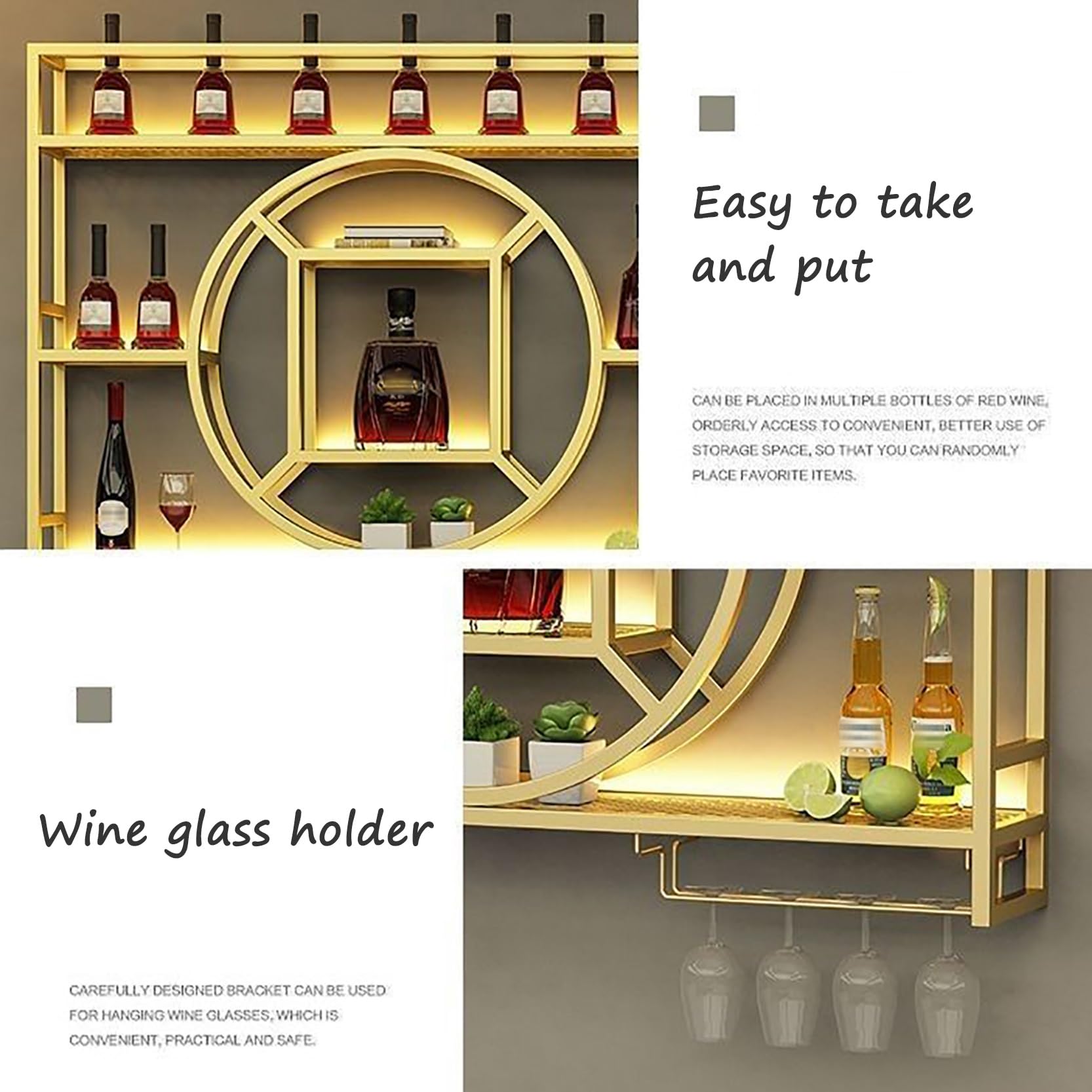 Amazon｜ワインラックワイングラスラック、LEDワインラック壁掛け