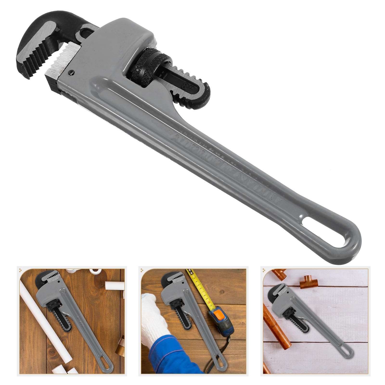 Llave de Fontanero Ajustable de 8 Pulgadas Llave Inglesa Pesada de Aleación de Aluminio y Acero Cromo-Vanadio Herramienta para Tuberías Resistente y Versátil para Fontanería
