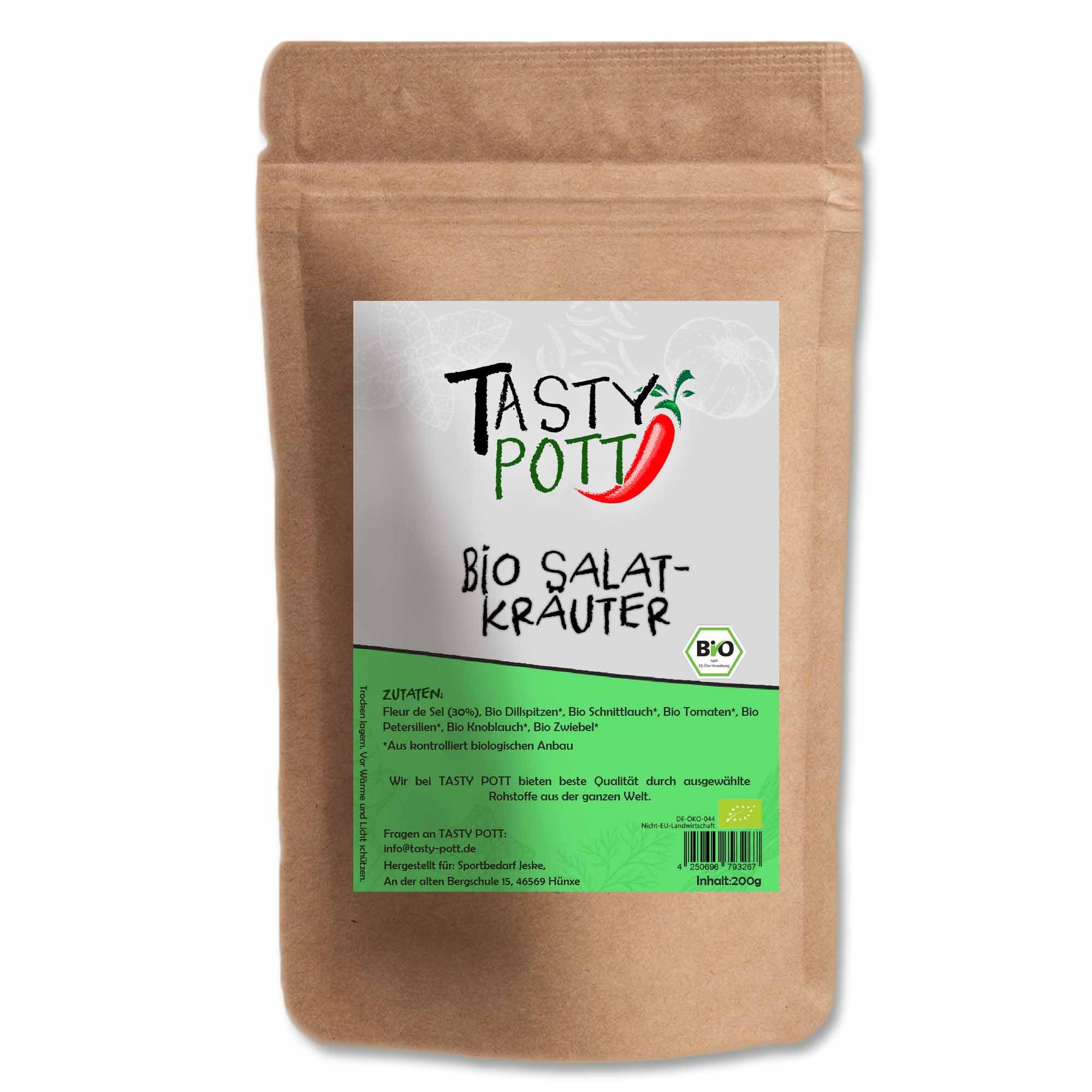 Tasty Pott Bio Salatkräuter 1000g Beutel | Kochen & Würzen | Salat Genuss Geschmack Gewürz würzen | lecker knackig würzig | Nachfüllbeutel Vorteilspackung