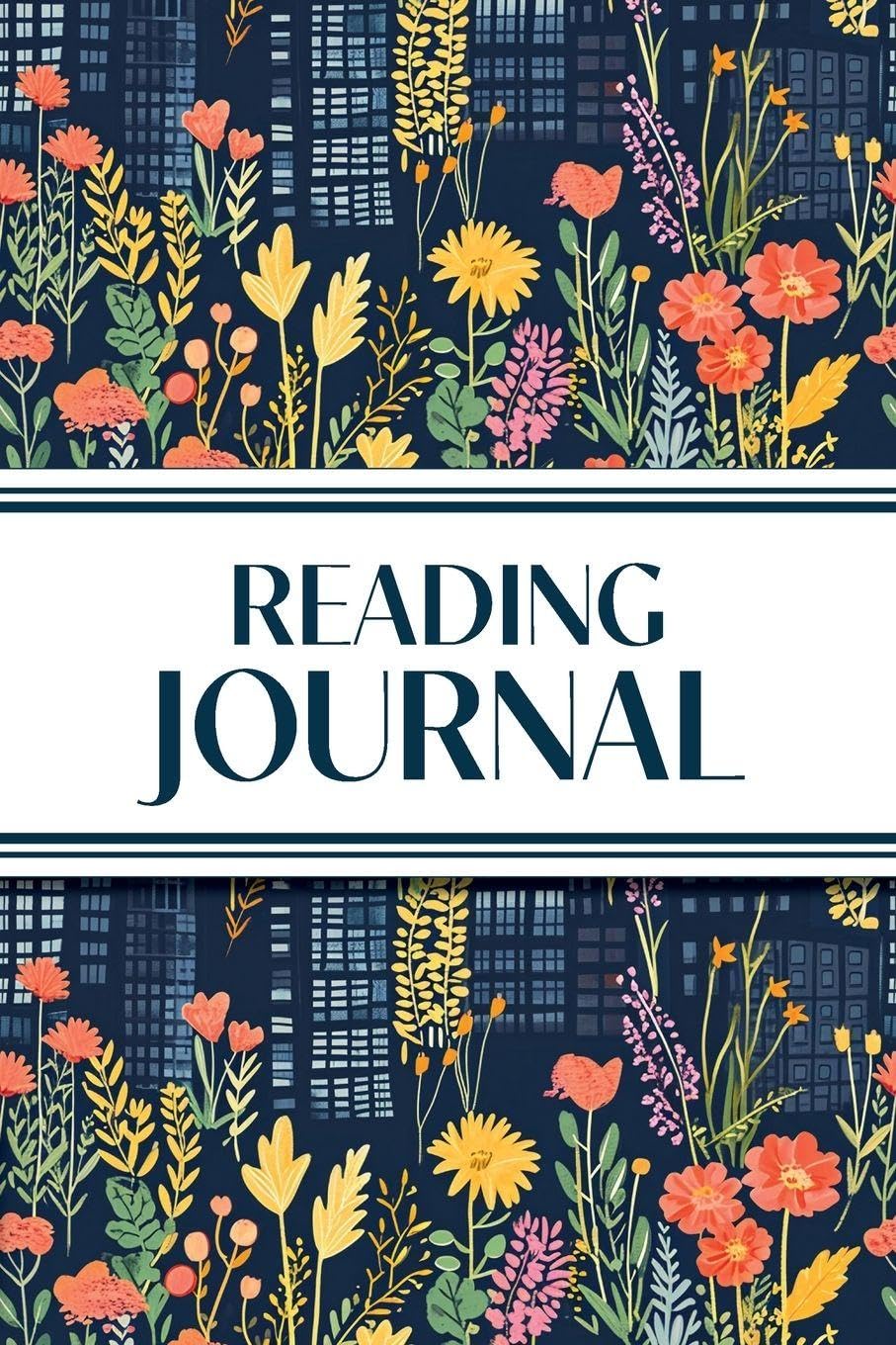 Reading Journal (Cozy Blue Cityscape with Pink & Yellow Wildflowers): 6"x9" Book Lover's Diary; Book/Series Reviews, Reading Tracker, Favorite Book List, Favorite Quotes, Reading Challenges, and More!