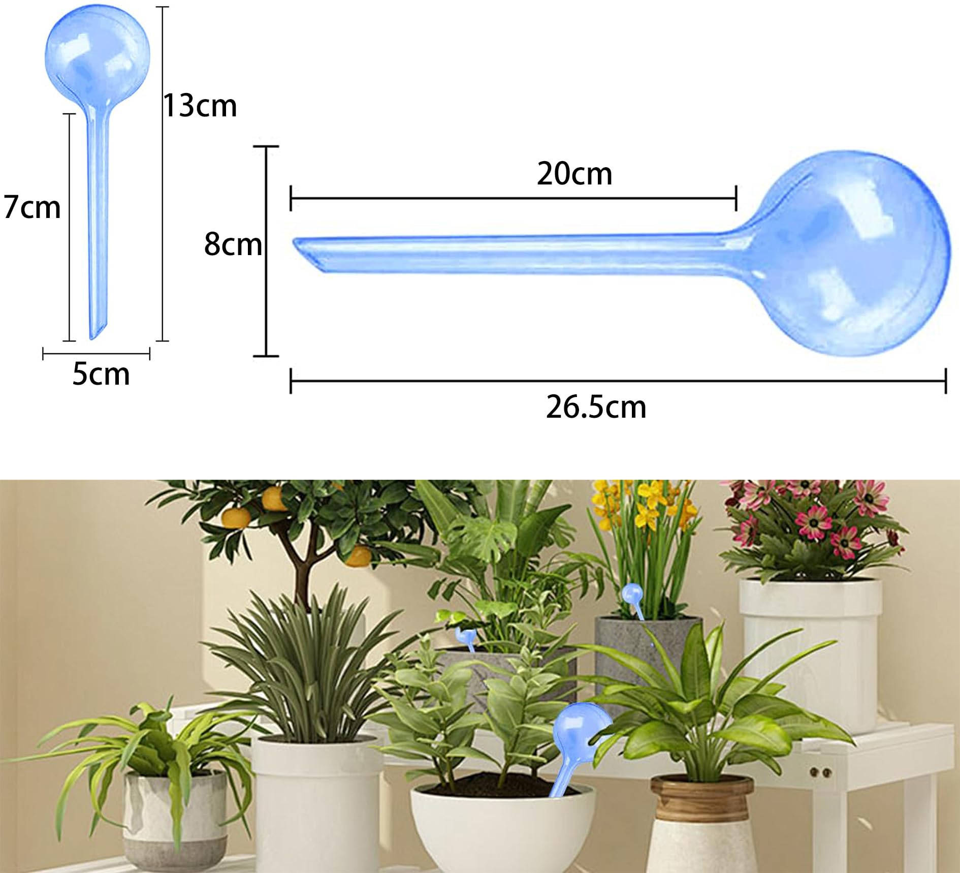 Lot de 18 boules d'irrigation pour plantes, petites plantes, 13 x 5 cm, boules d'irrigation, boules d'irrigation, pour l'intérieur et l'extérieur, vert + transparent