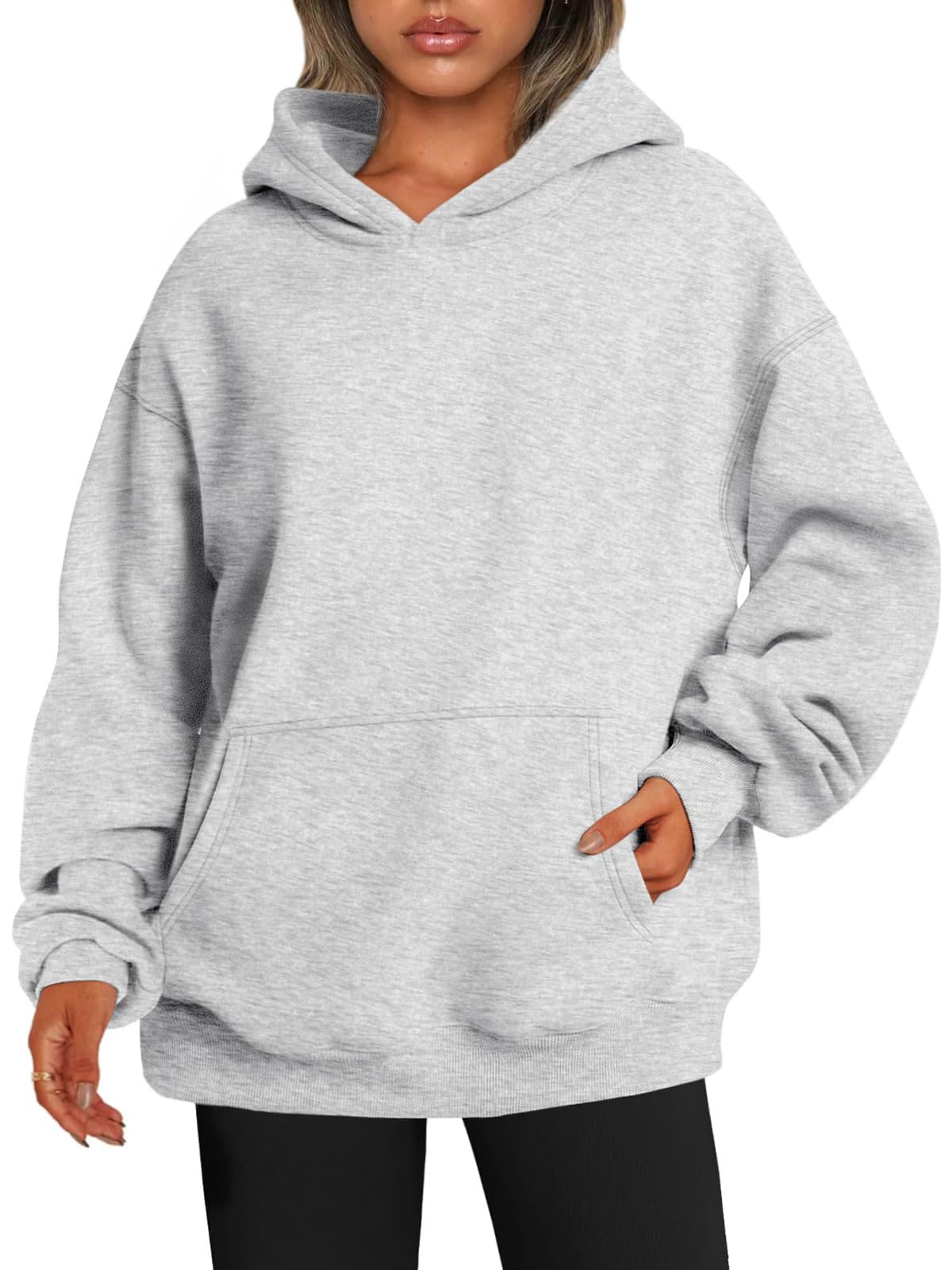 ABYOVRT Sudadera para Mujeres Oversize con Capucha Holgada con de Forro Polar básico Liso Talla Grande Hoodie Suave y Confortable Suelto Manga Larga Suéter Cálido Pullover Otoño Invierno,S-XXL