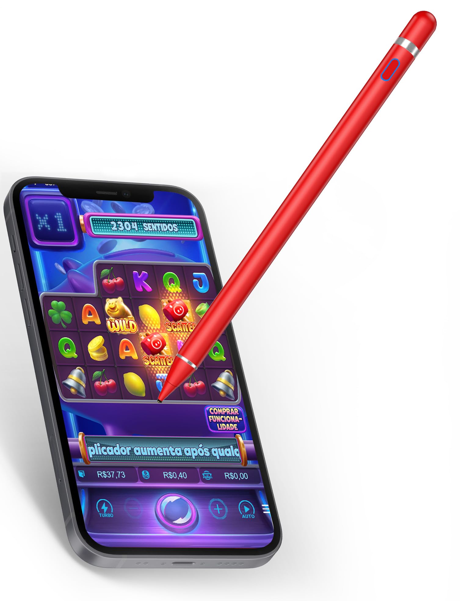 Active Stylus Pen for Touchscreen Tablet Phone，Touch Screen Pen Compatible with iPhone/Android/iPad/Pencil/Samsung/iOS/Lenovo/Huawei - Red
