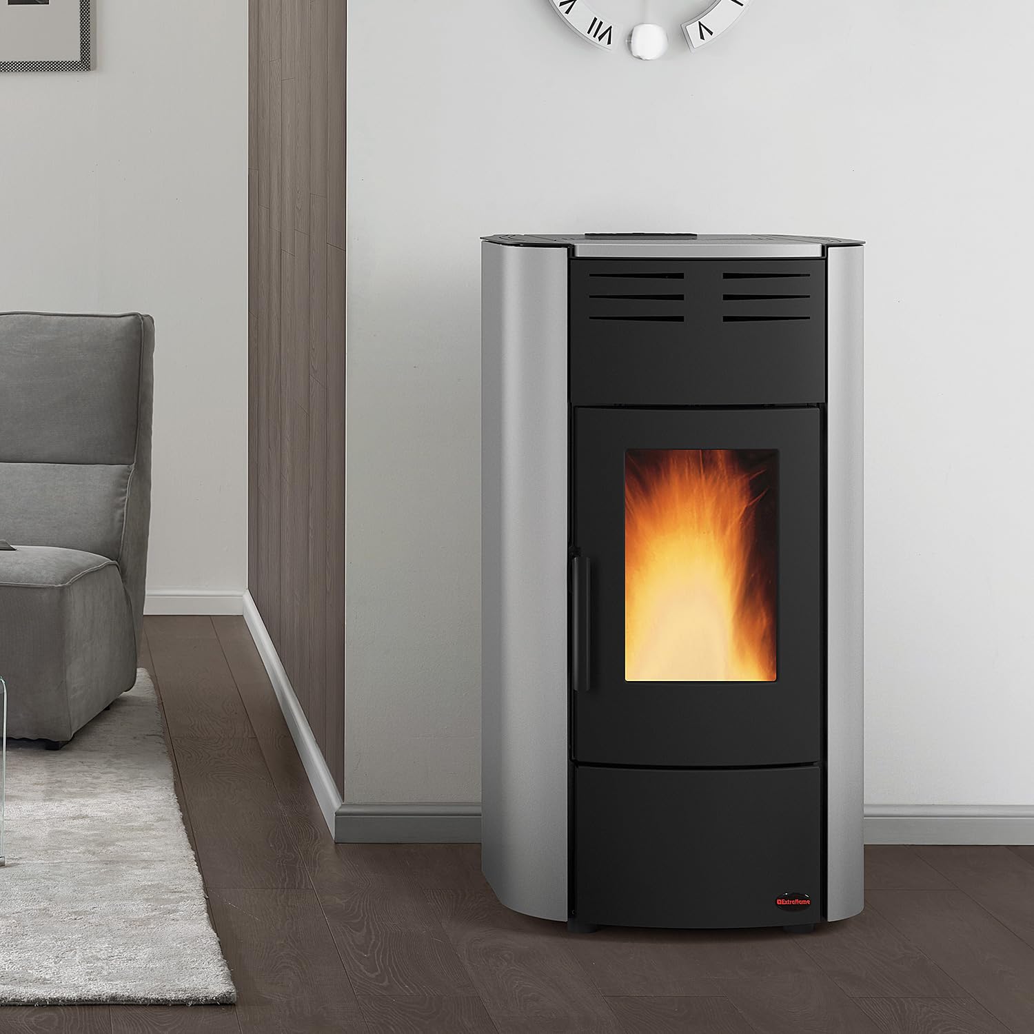 Termostufa a pellet extraflame raffaella idro h15 - grigio luce