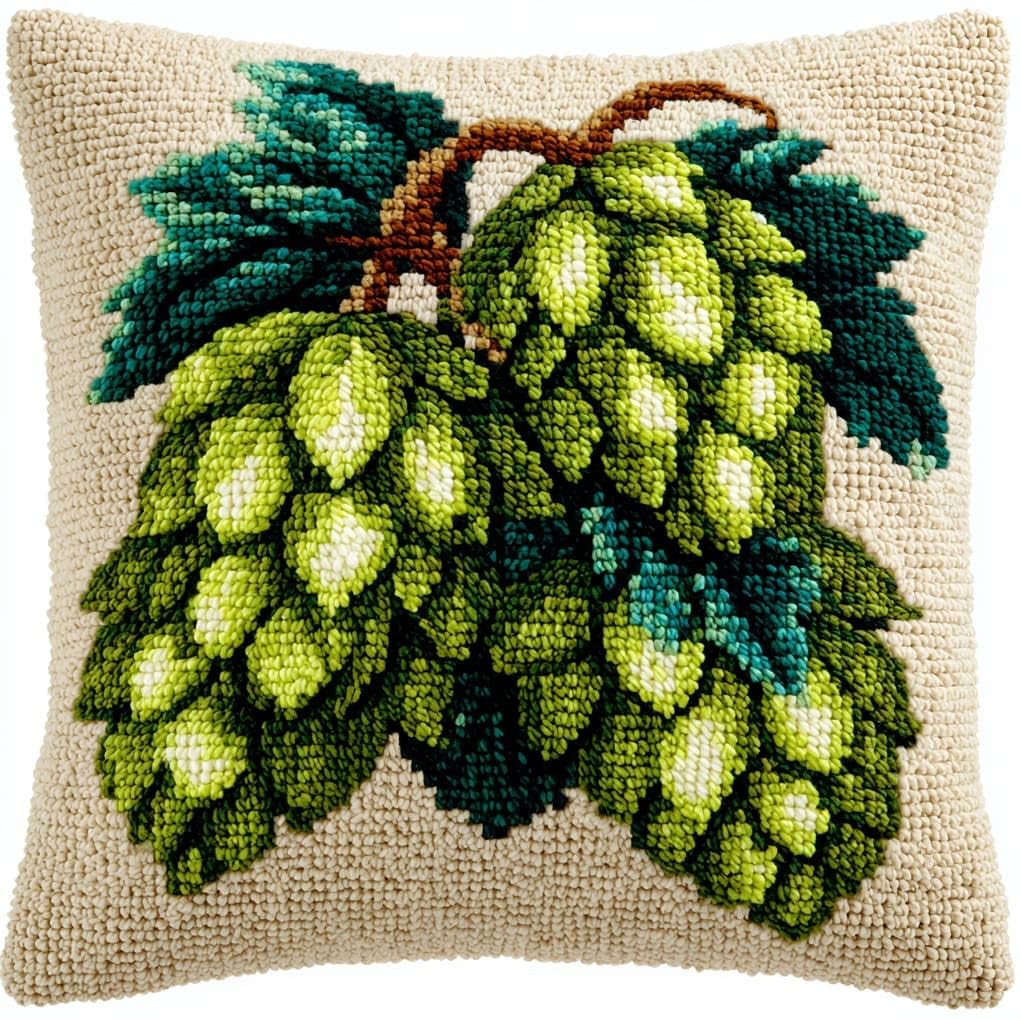 WallustrioaW Latch Hook Cushion kit 43x43cm,Pine Cone Pattern