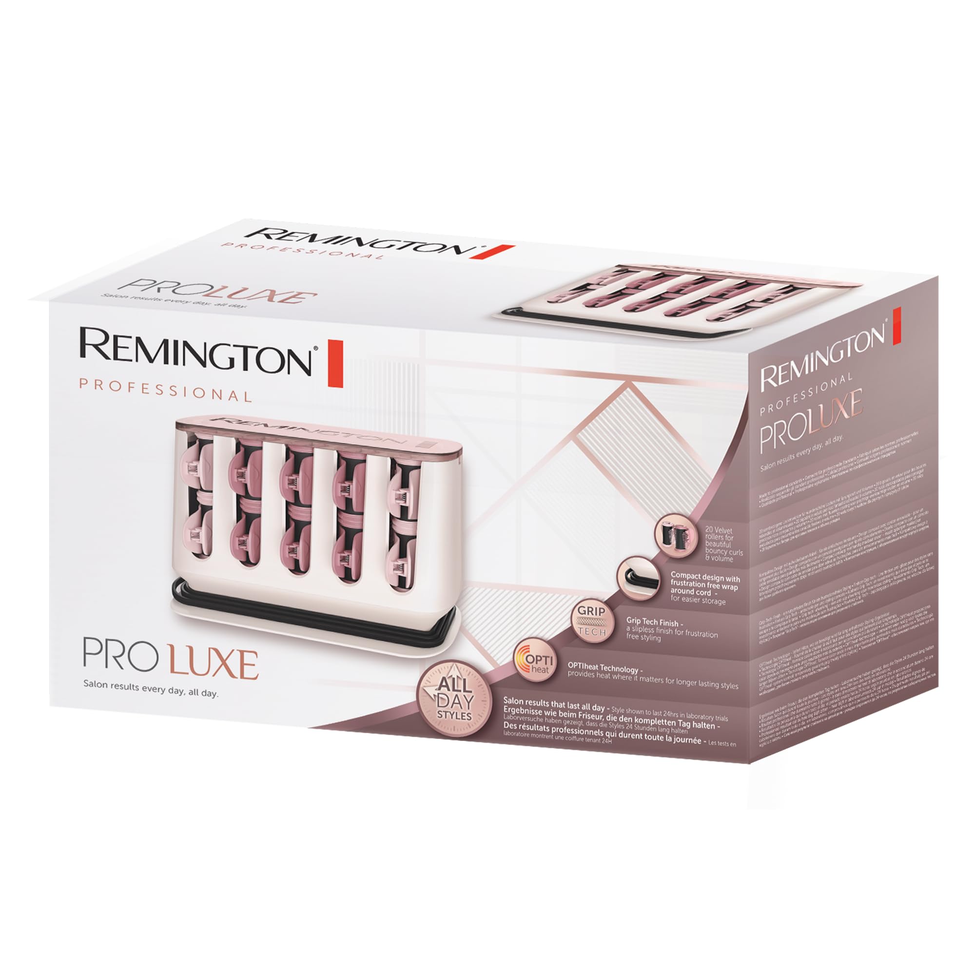 Remington Bigoudis Cheveux [Boucles Sérées et Larges] PROluxe (Coffret 20 rouleaux antidérapants 25+32mm,Céamique,Technologie Intelligente OPTIHeat,chaleur constante ciblée) Bigoudis chauffants H9100