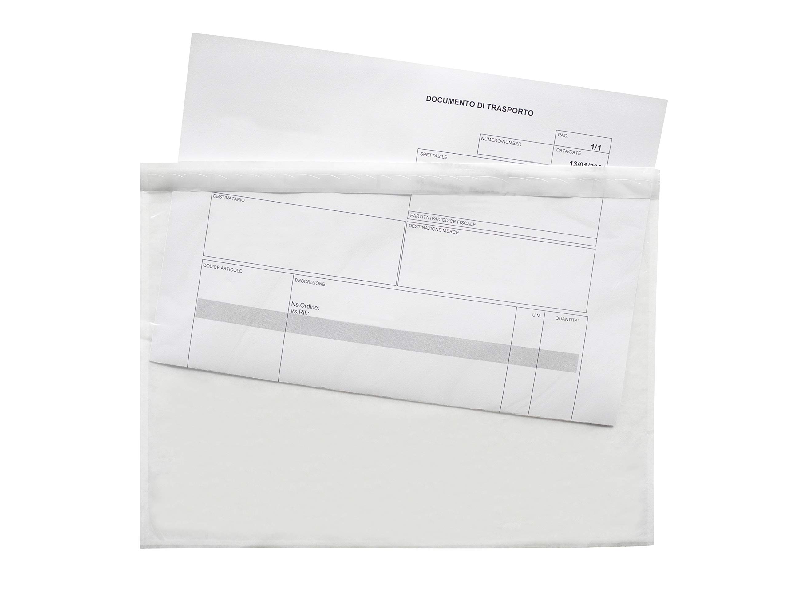 Buste trasparenti portadocumenti autoadesive Carte Dozio mm 225x160 250 pz