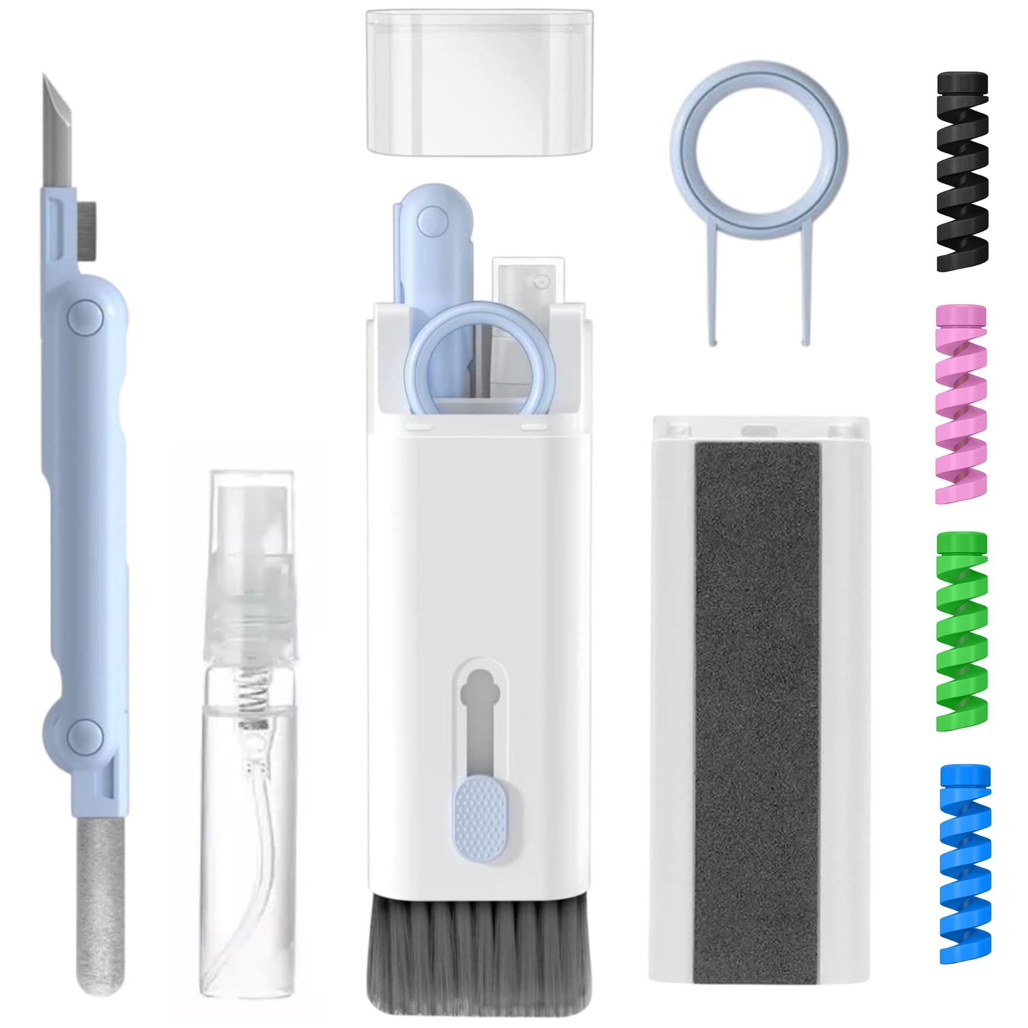 7-in-1 Electronic Cleaning Kit for Keyboard, Laptop, Earbuds Mobile, Camera & PC | Multifunction Cleaning Brush with Keycap Puller, Screen Spray Bottle, Flocking Sponge & Precision Cleaning Tool-image-45