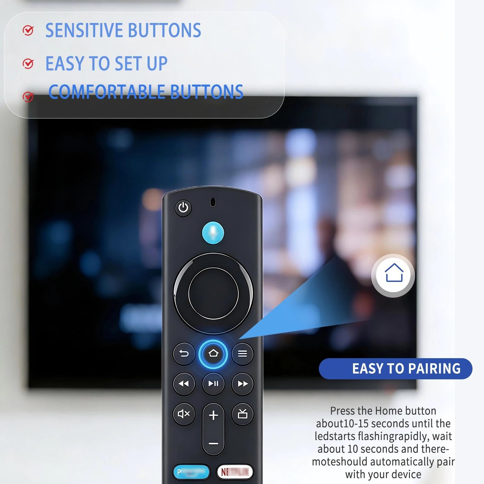 Remote Control Compatible With Firestick and Hisense Insignia/Pioneer TV | Remote Control For Fire Stick 4k(1st And 2nd Generation) — view 3