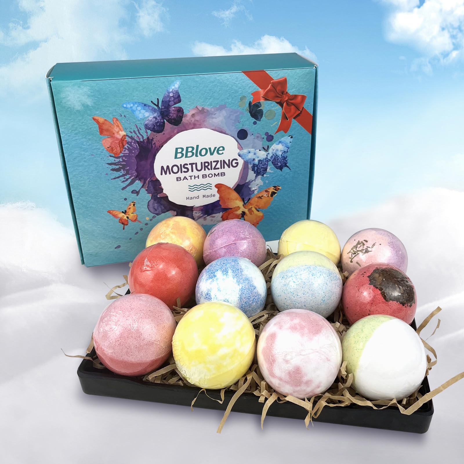 BBlove Bath Bombs Set of 12, Relaxing Scent with Essential Oils for Bubble and Spa Bath, Handmade Christmas Gifts for Women, Girlfriend, Wife