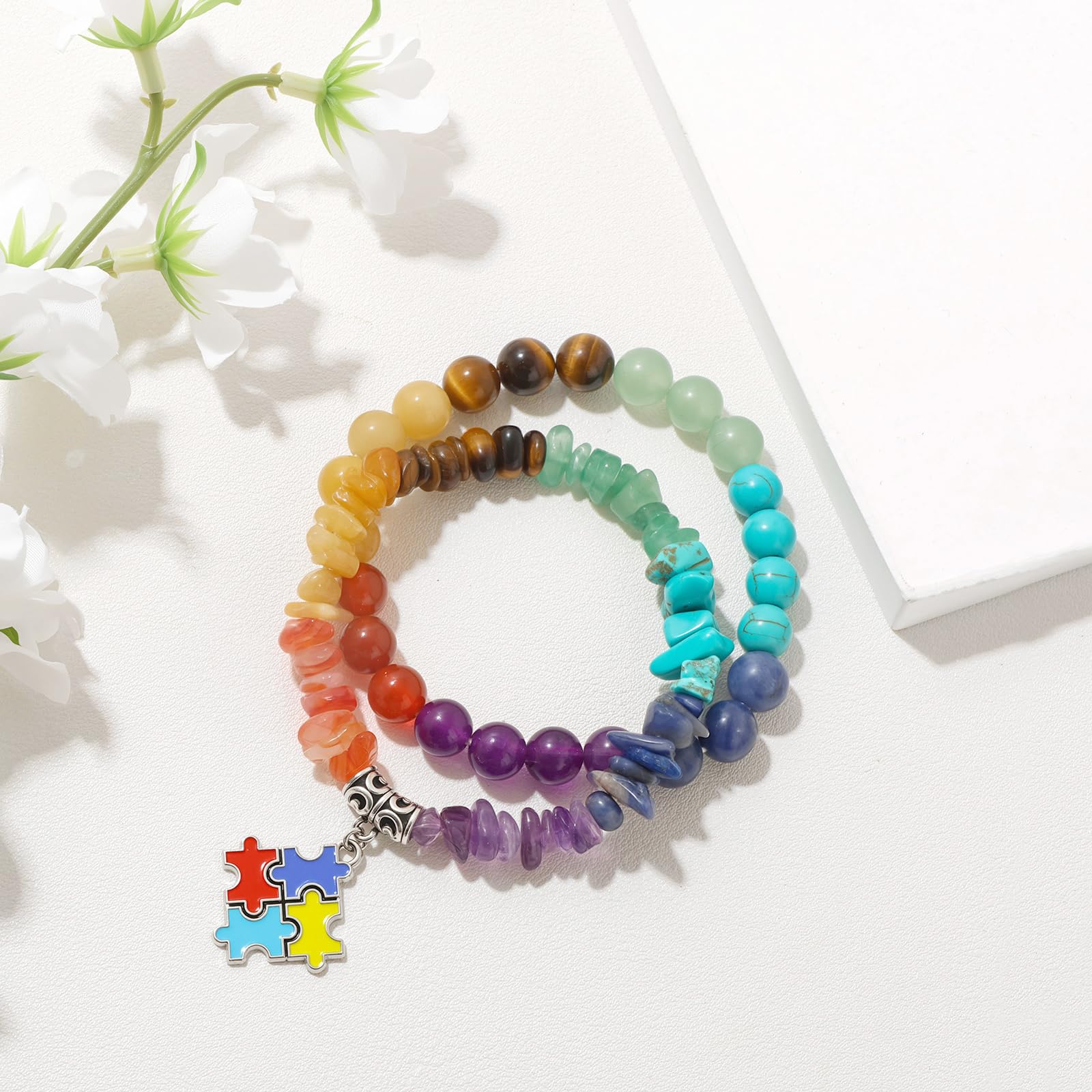 Braccialetto di Ametista per Donna, Braccialetti Anti-ansia con Perline di Ametista, ciondoli a Farfalla, Braccialetti a Strati di Pietre per Donna