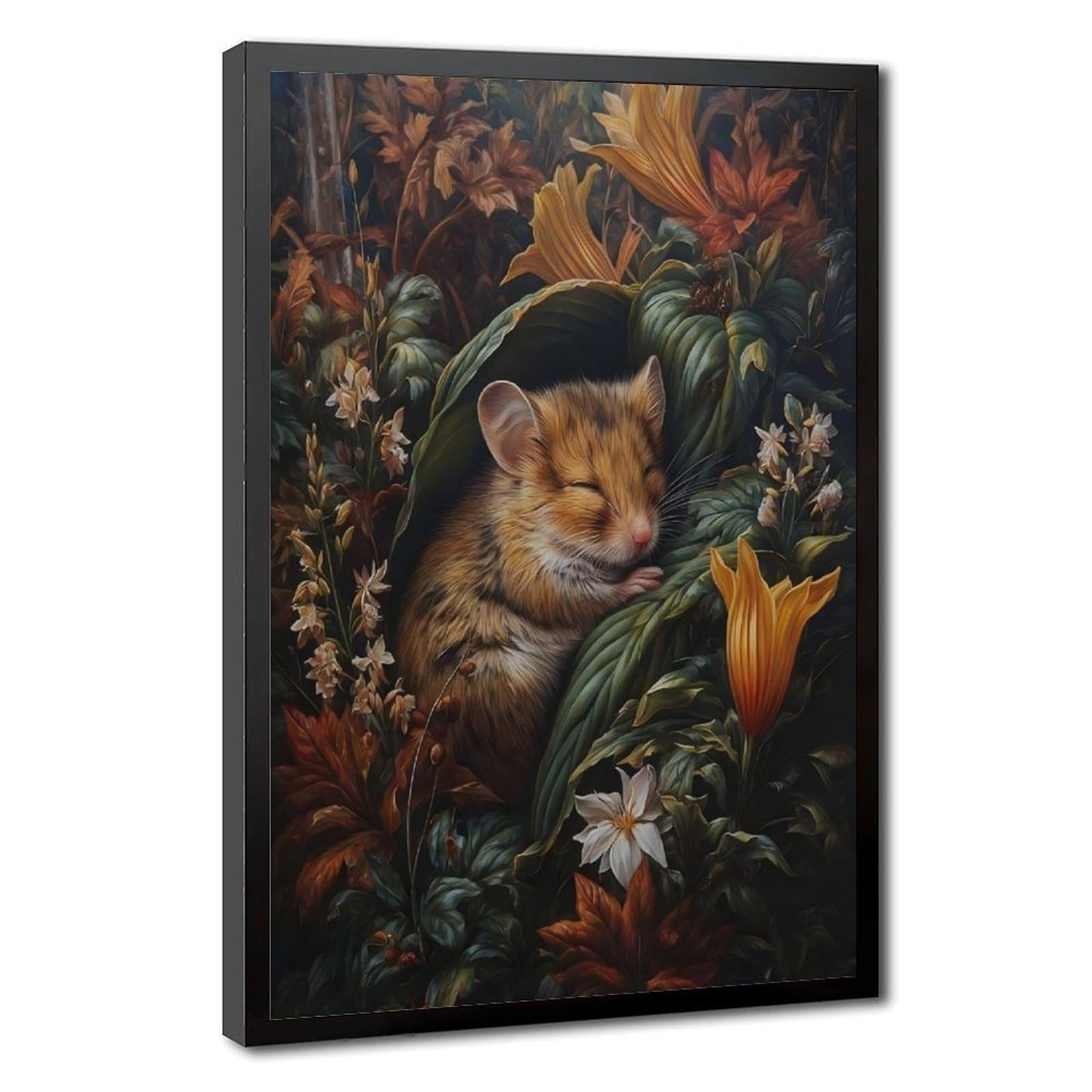 Bareronor Grey Whimsical Mouse Canvas Poster Bedroom Decor Landscape Office Room Decor Gift 24" L X 36" W