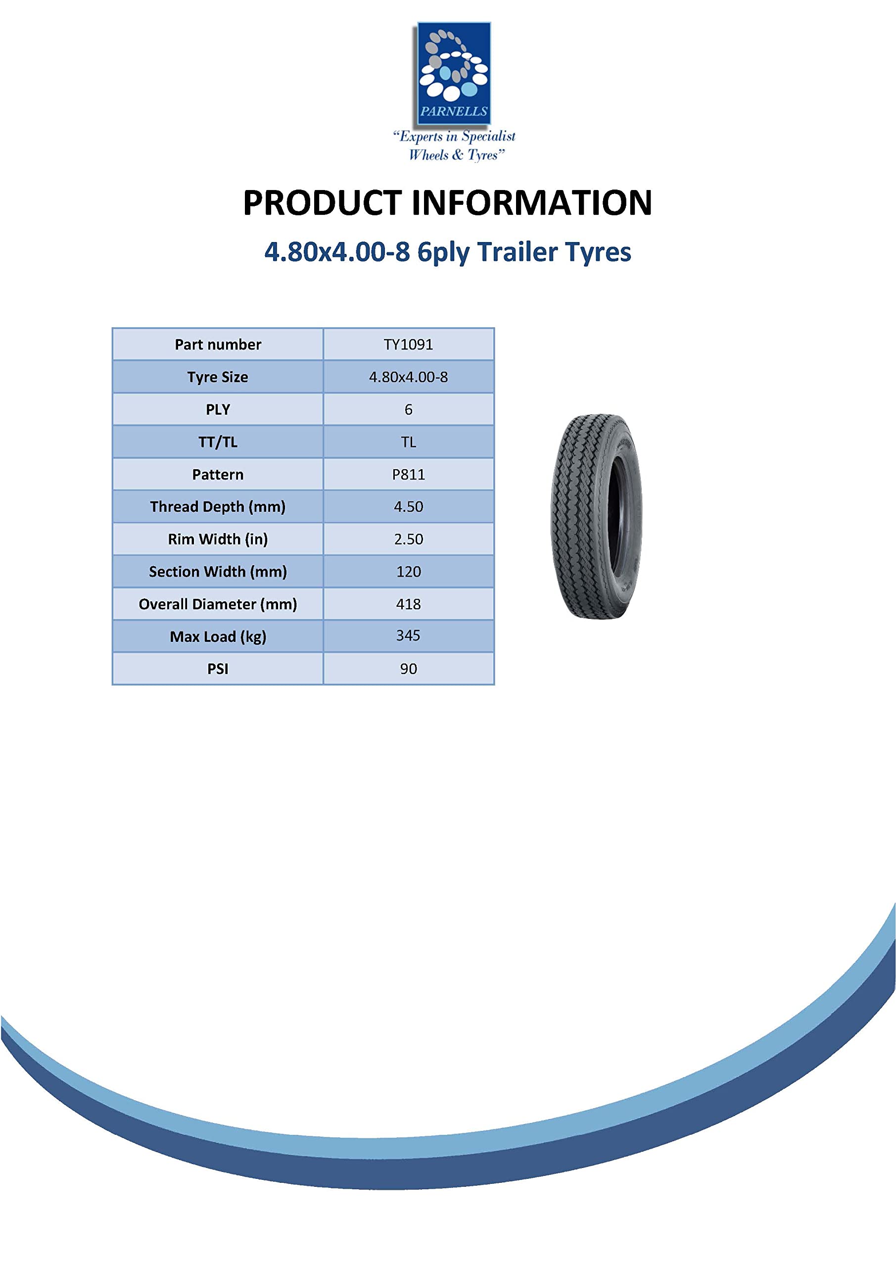 Wanda 4.80/4.00-8 Set di 2 pneumatici per rimorchio 6 strati ad alta velocità omologati E