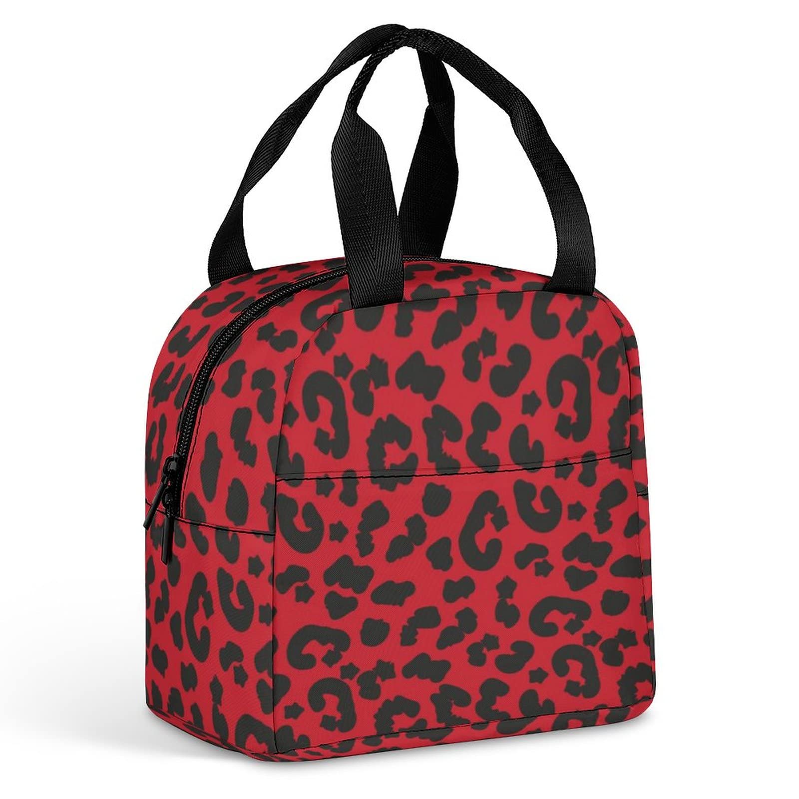 Red Leopard Animal Print Lunch Bag for Women Men, Insulated Meal Bag, Lunch Tote Bag for Work Outdoor