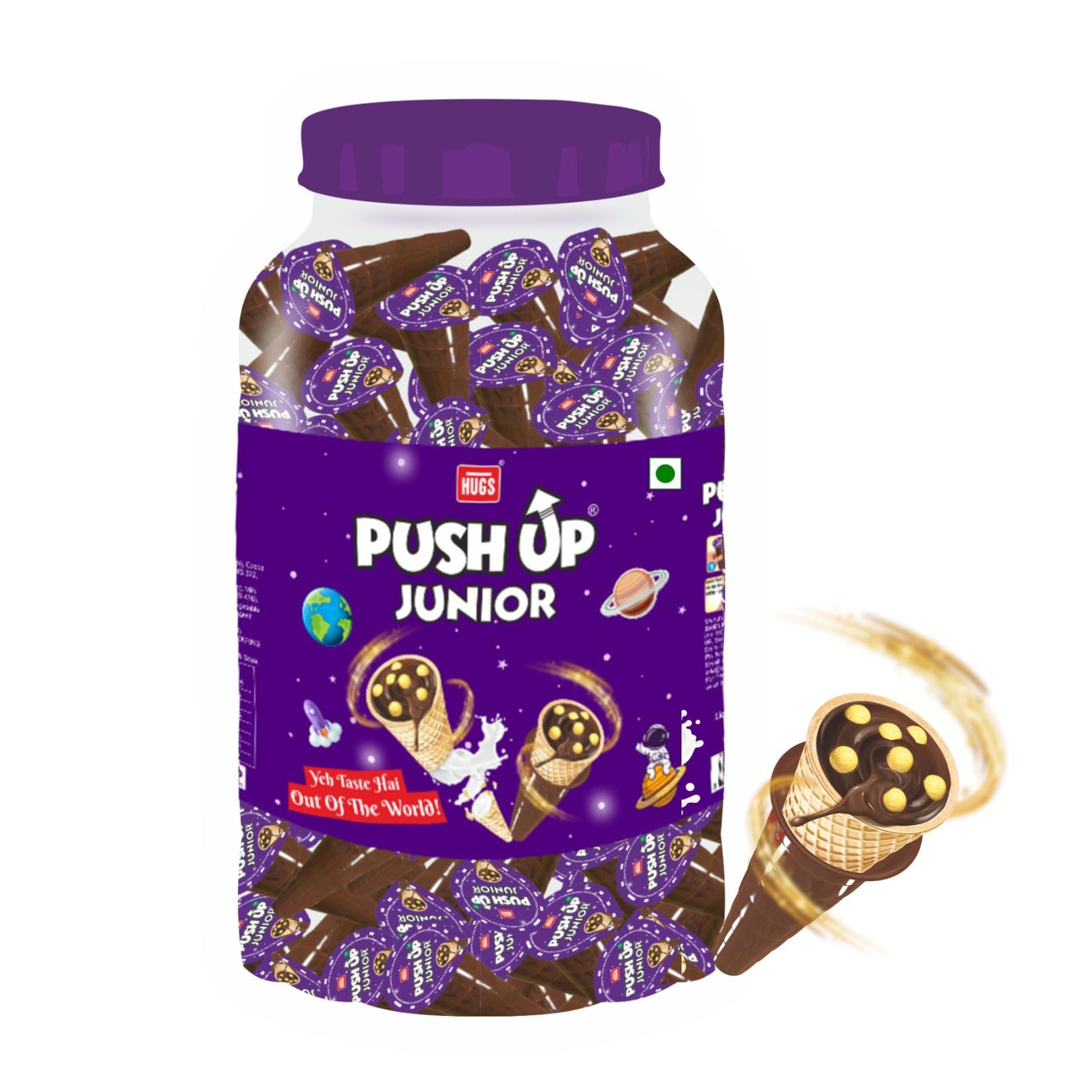 Hugs Push Up Junior Chocolate Wafer Cones | Delicious Choco Snacks for Kids & Parties | Perfect Treats for Birthdays, Celebrations, and Everyday Enjoyment (125 pcs in a jar) (B0D7MHGTKK) Amazon Price History, Amazon Price Tracker