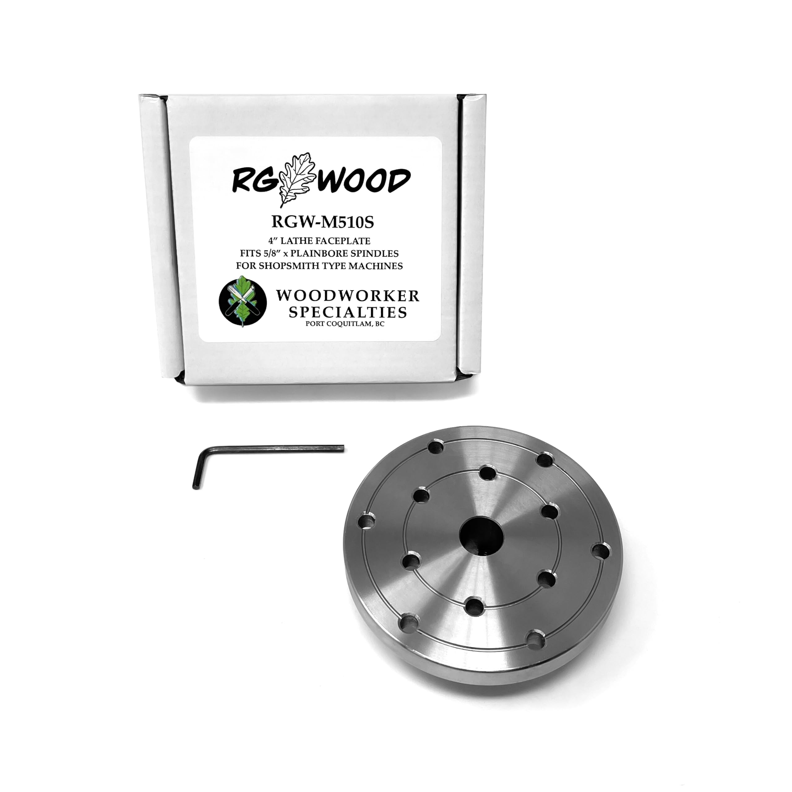 RGWOOD 4" Steel Wood Lathe Face Plate, 5/8" Plain Bore (to fit Shopsmith type machines)
