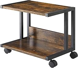IBUYKE Under Desk Printer Stand, 2 Tier Desktop Organizer Shelf with 4 Wheels, for Printer, Fax, Home Office Use, Rustic Brown TLJ007H