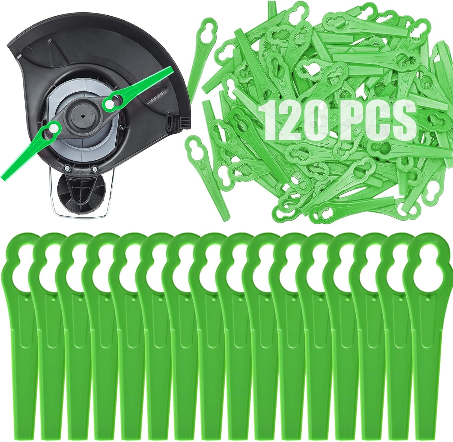 120 Pcs Grass Trimmer Replacement Blades, 83 mm Plastic Garden Mower