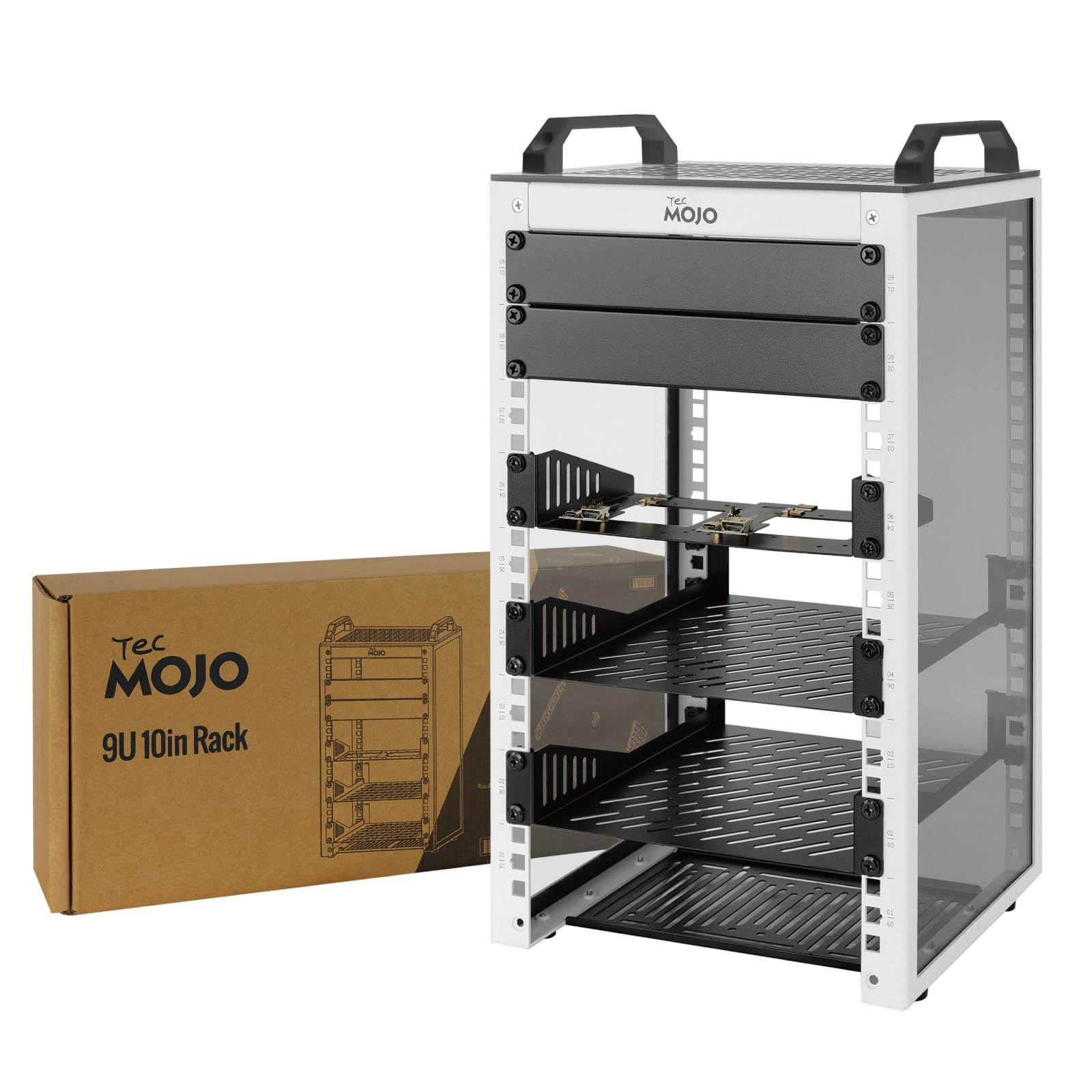 Armoire Réseau 10 Pouces 9U Mini-Rack de Bureau 200mm Blanc pour SBC NAS Serveurs