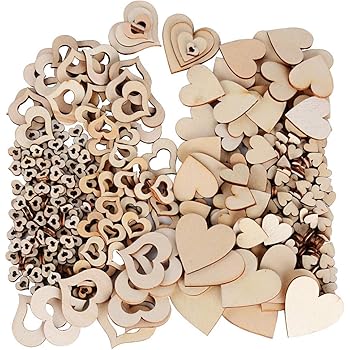 100 Coeurs En Bois Avec Inscriptions Love - Embellissement Pour Décoration Mariage, Artisanat