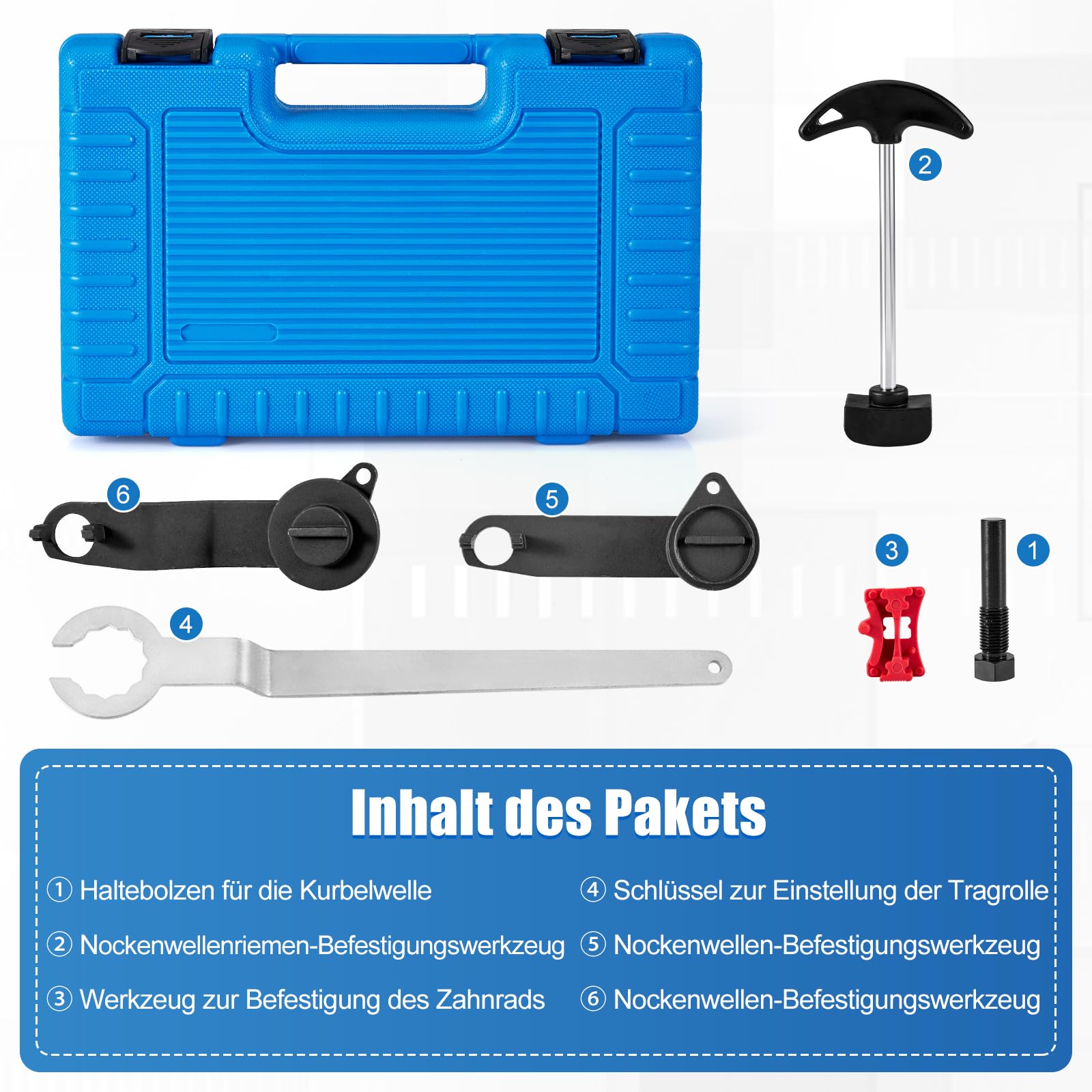 Zahnriemen Werkzeug für EA211 Motor 1.0L 1.2L 1.4L 1.6L FSI TSI TFSI, 6Pcs Set Nockenwellen Werkzeug, Engine Timing Tool für A3, Golf, Jetta, Octavia, Lavida, Seat Leon