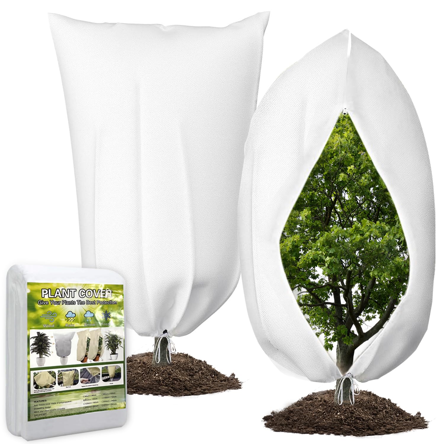 Winter Plant Cover Freeze Protection 2 Packs, Garden Fleece Frost Blanket